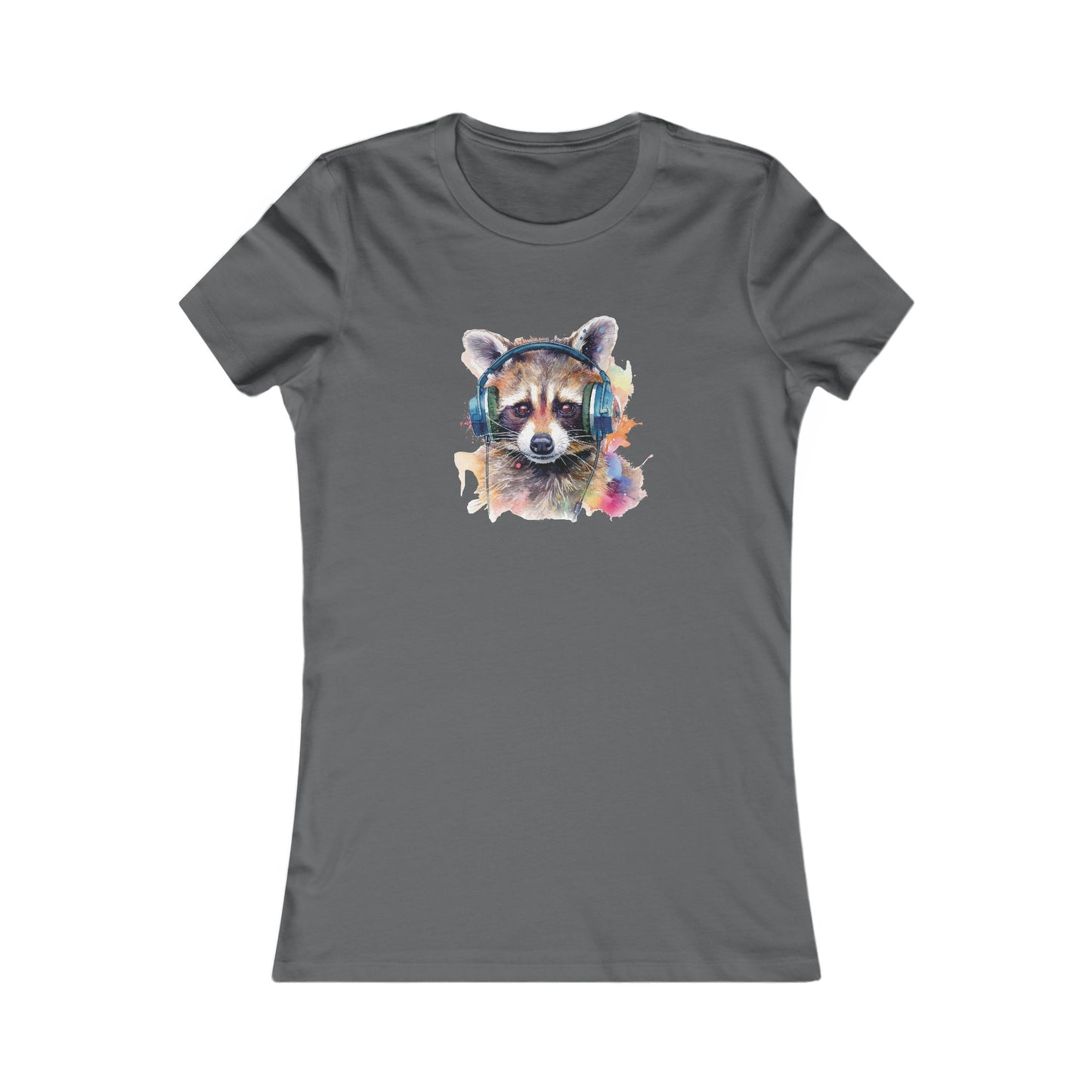 Raccoon with Headphones Fitted Tee