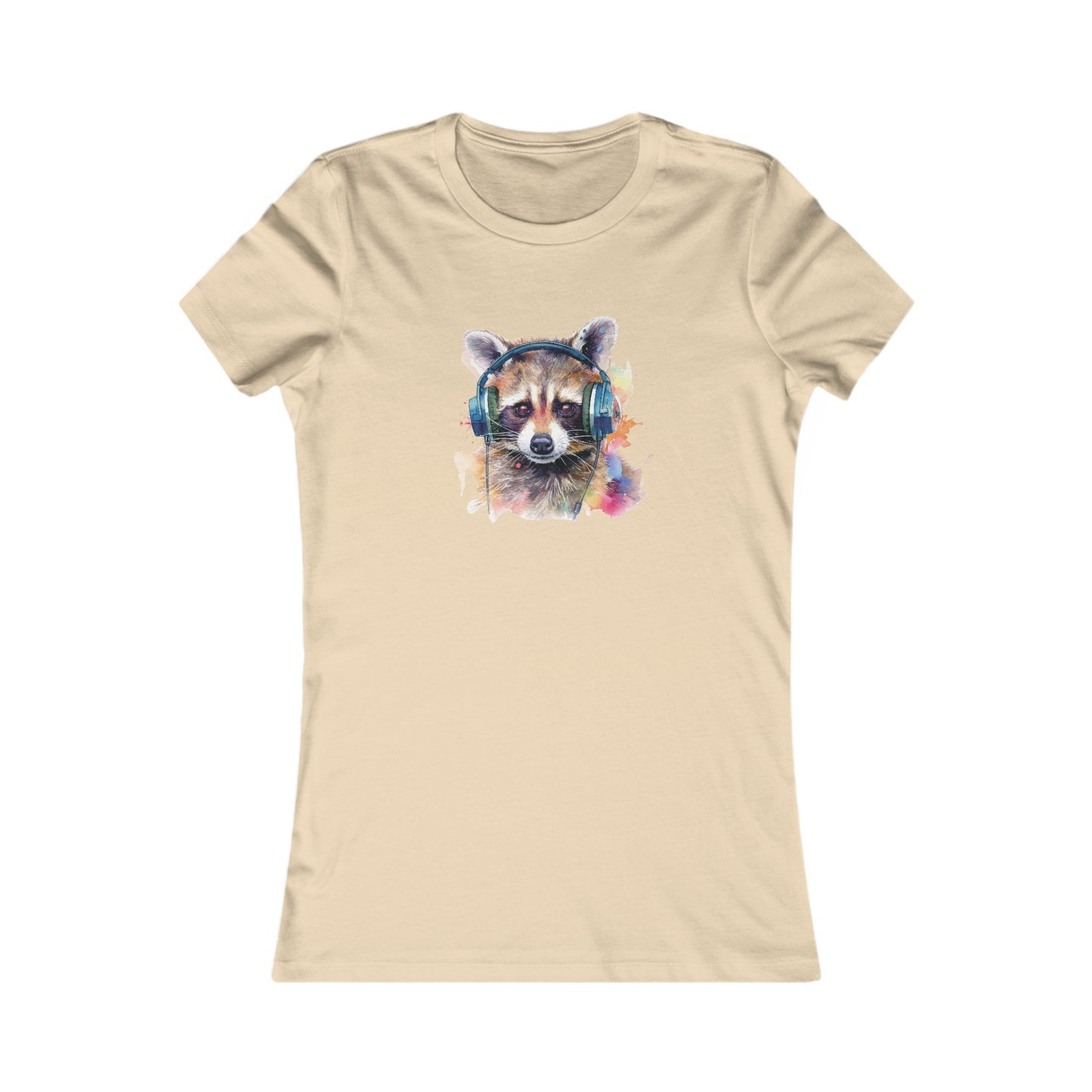 Raccoon with Headphones Fitted Tee