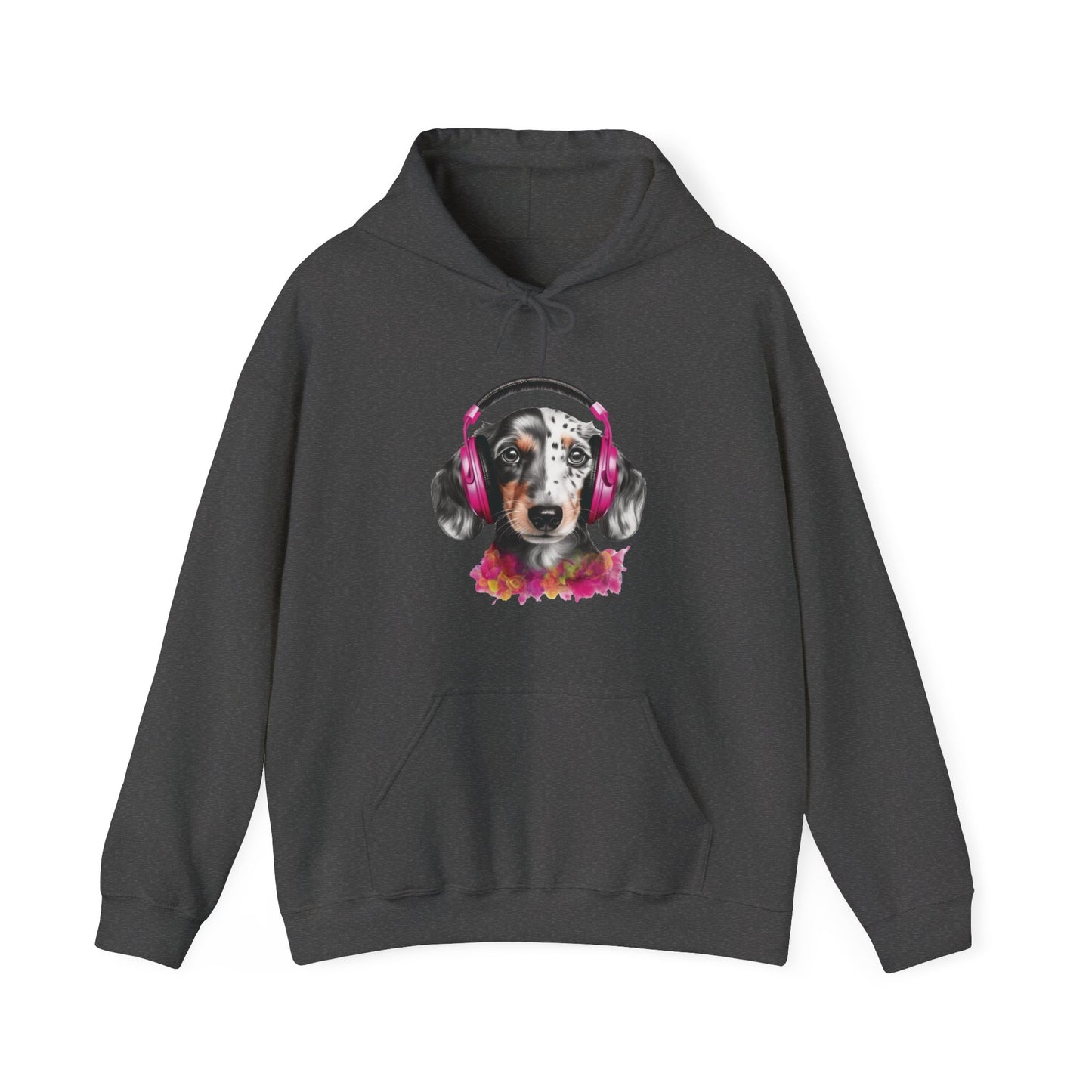 Dog with Headphones Hooded Sweatshirt