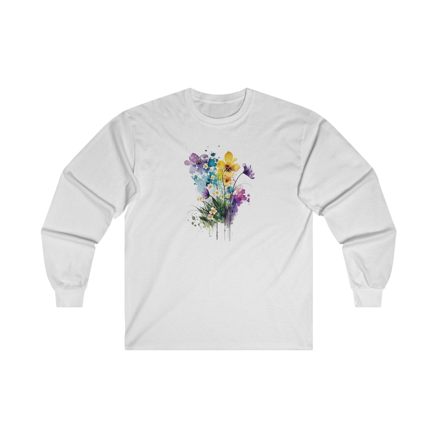 Watercolor Spring Flowers Long Sleeve Tee