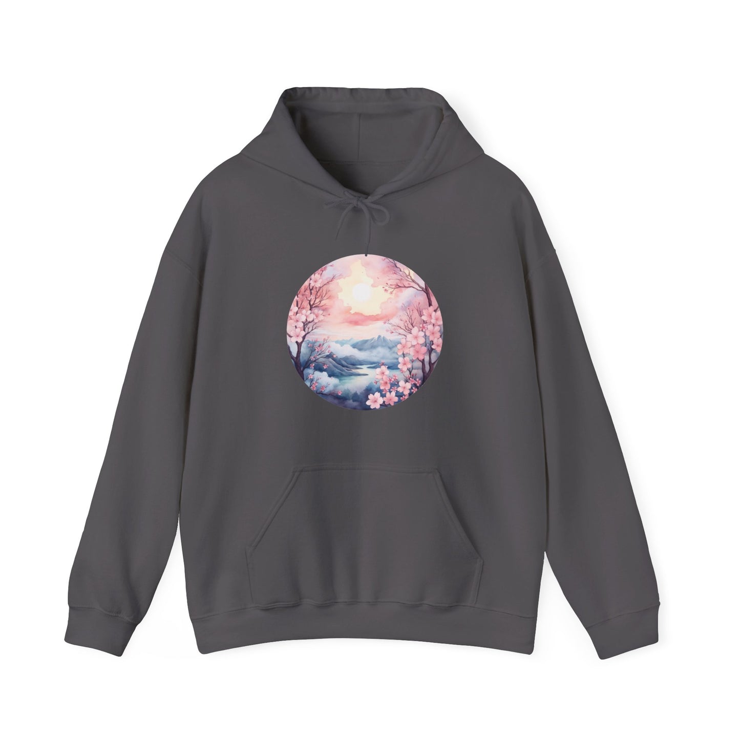 Watercolor Cherry Blossom Landscape Hooded Sweatshirt
