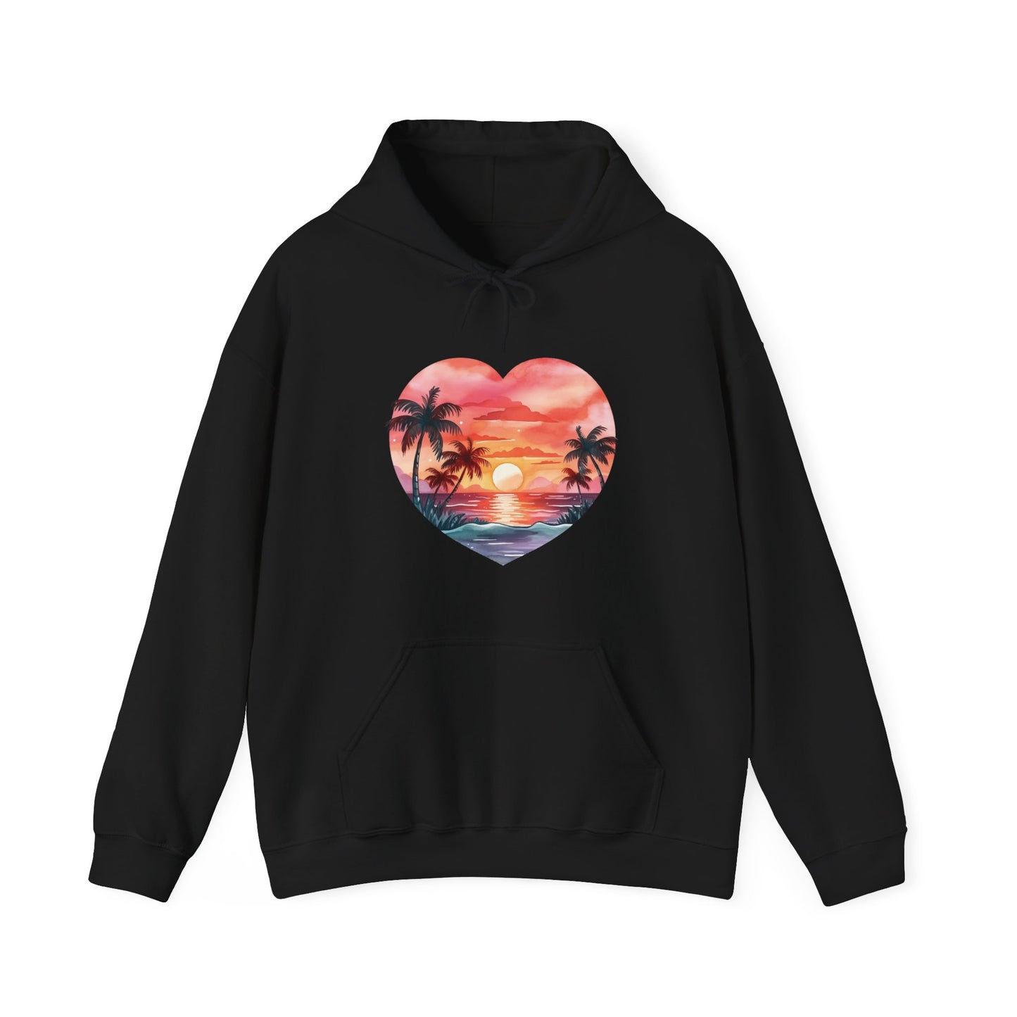 Retro Beach Sunset Heart Hooded Sweatshirt