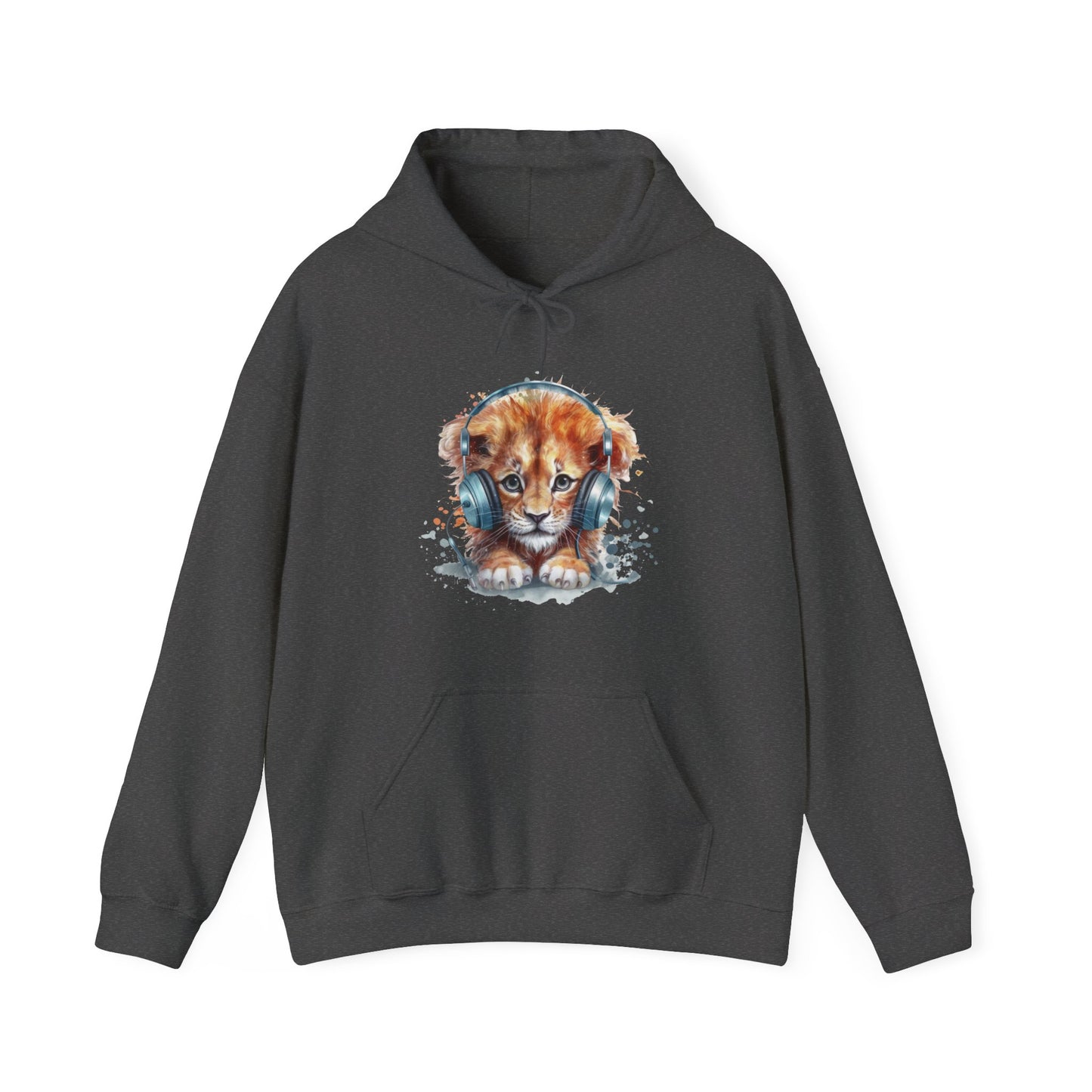 Lion with Headphones Hooded Sweatshirt