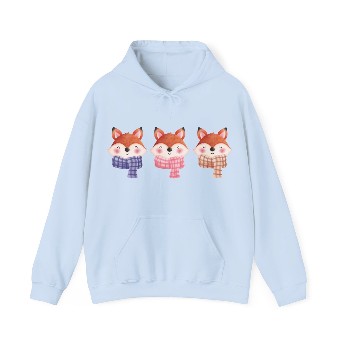 Cute Foxes in Scarves Hooded Sweatshirt