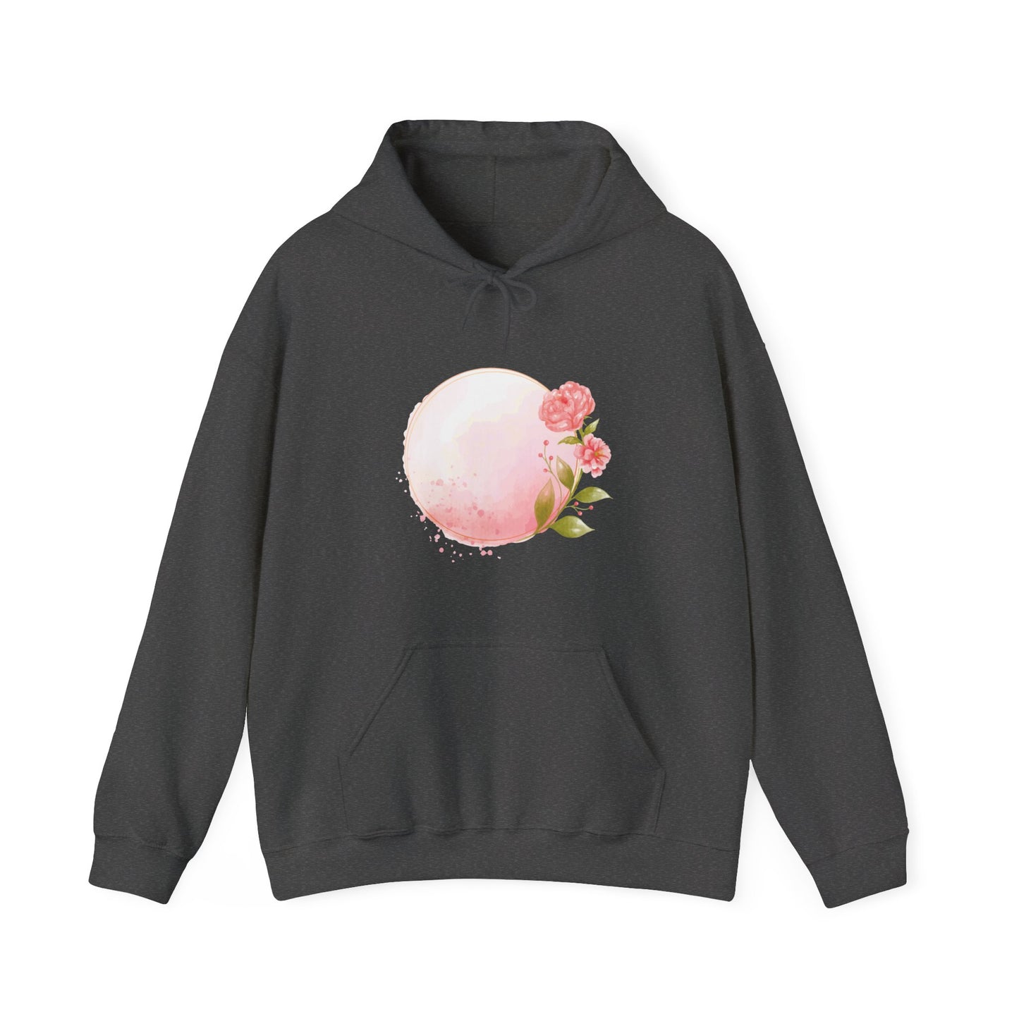 Pink Watercolor Rose Circle Hooded Sweatshirt