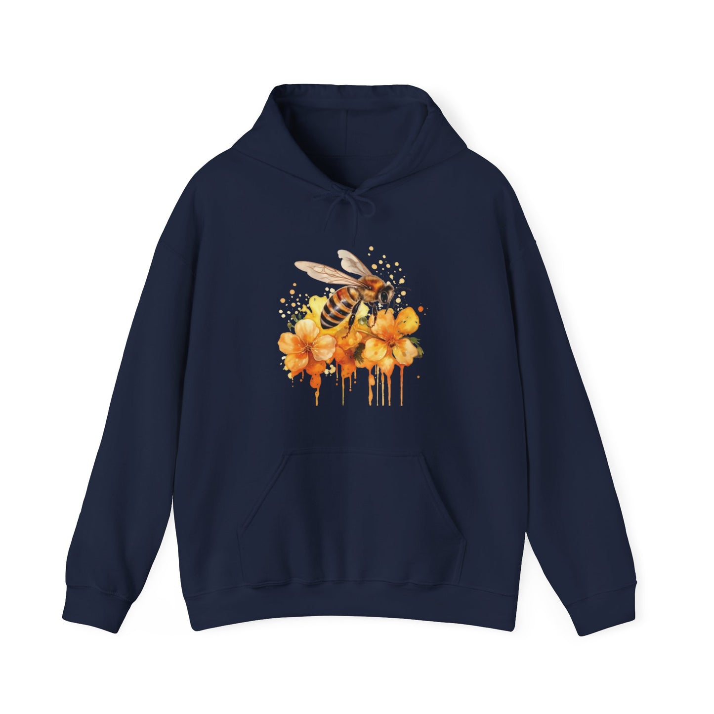 Watercolor Bee and Flowers Hooded Sweatshirt