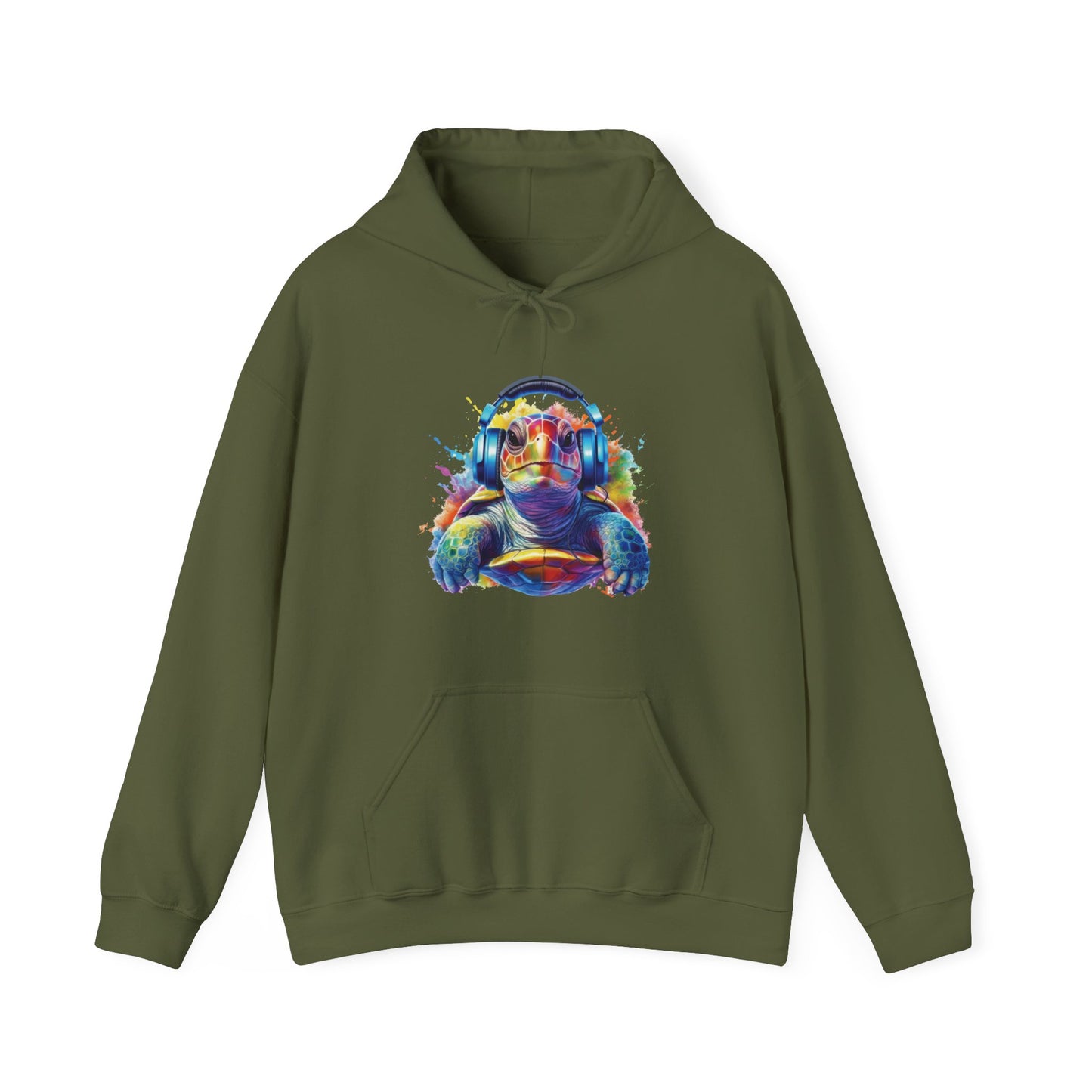 Turtle with Headphones Hooded Sweatshirt