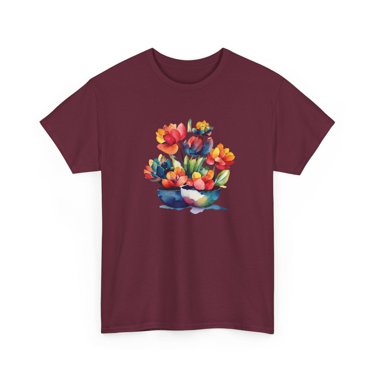 Watercolor Succulent Flowers Short Sleeve Tee