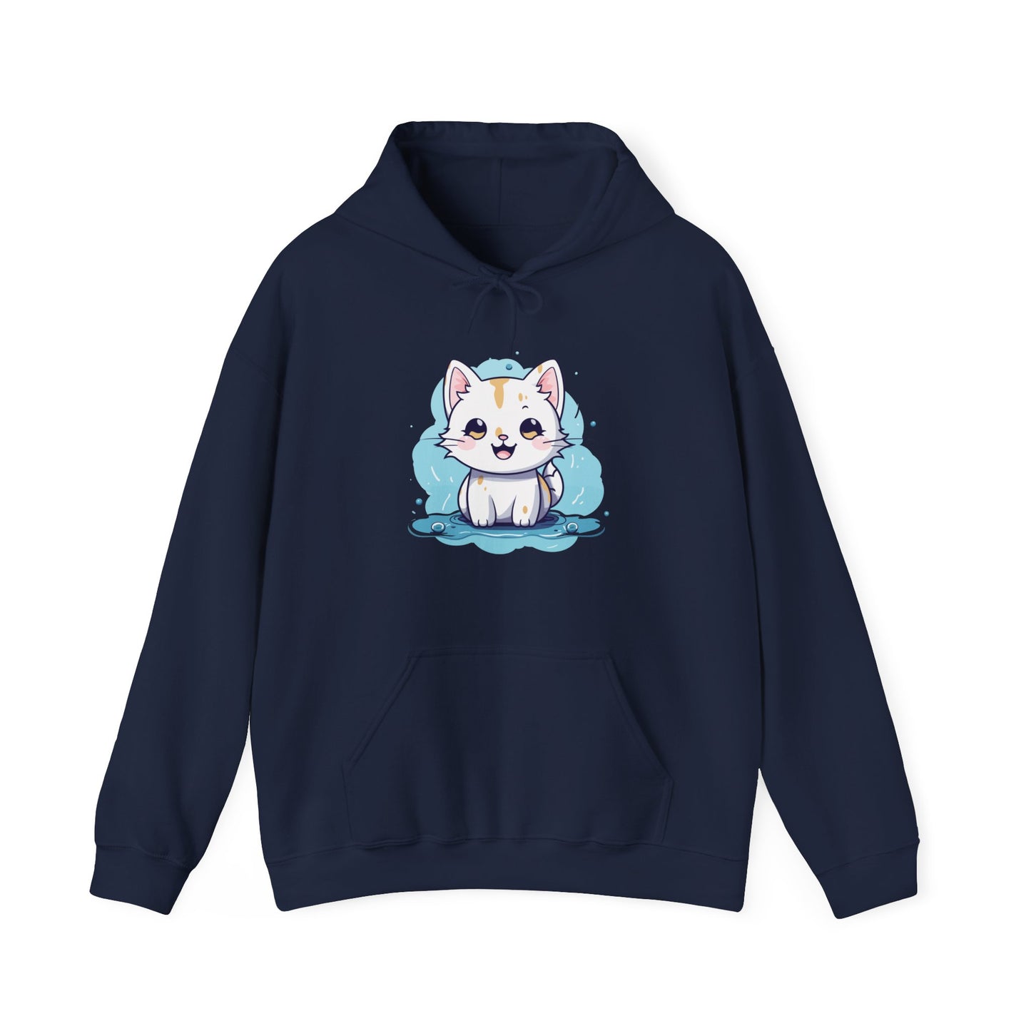 Cute Blue Cat Hooded Sweatshirt