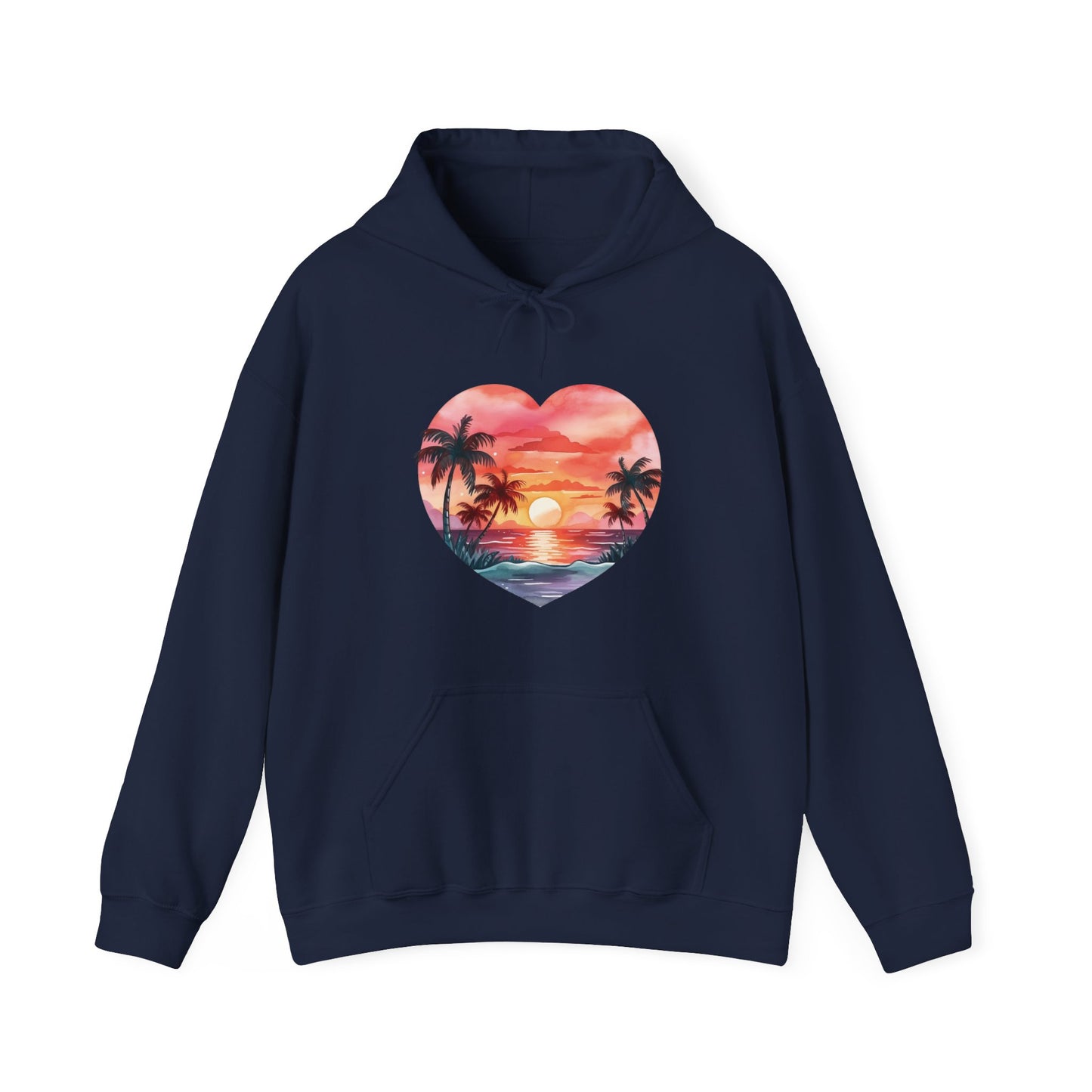 Retro Beach Sunset Heart Hooded Sweatshirt
