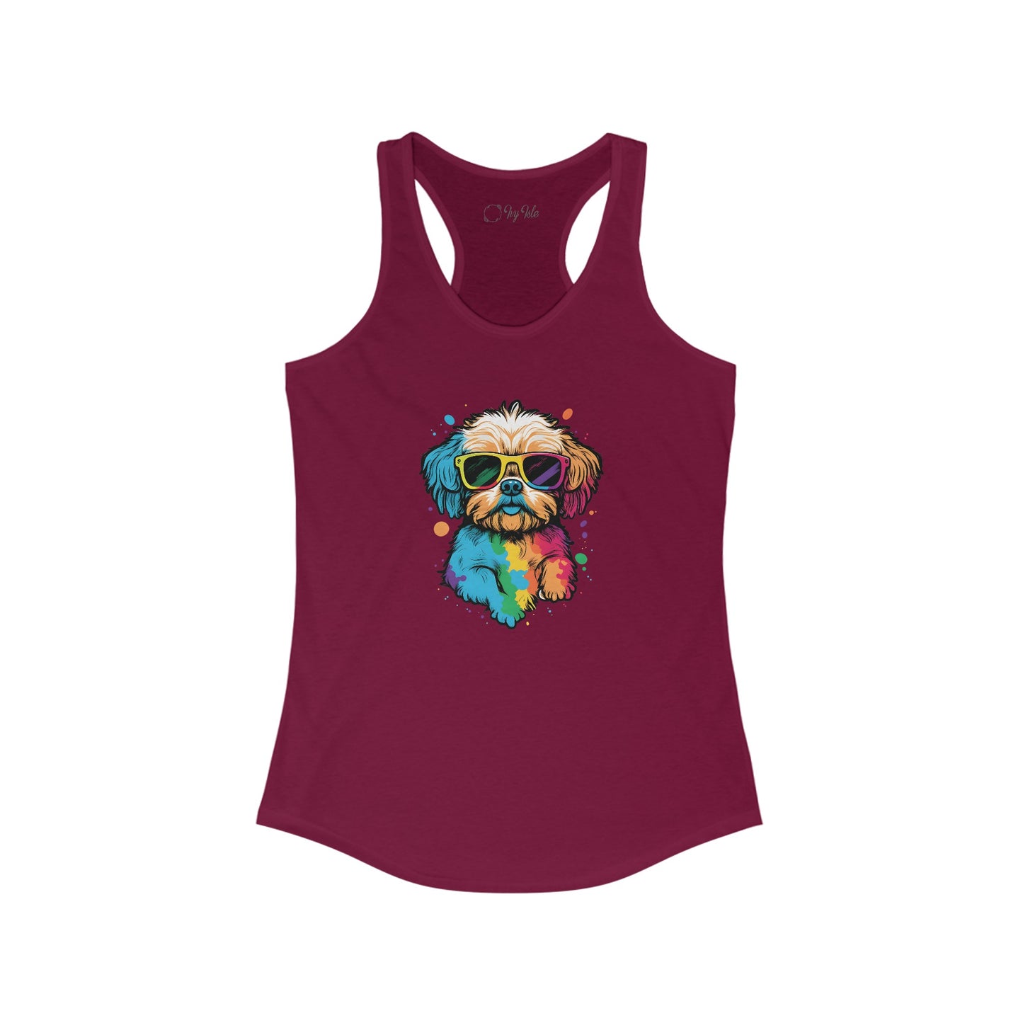 Dog with Sunglasses Racerback Tank 003