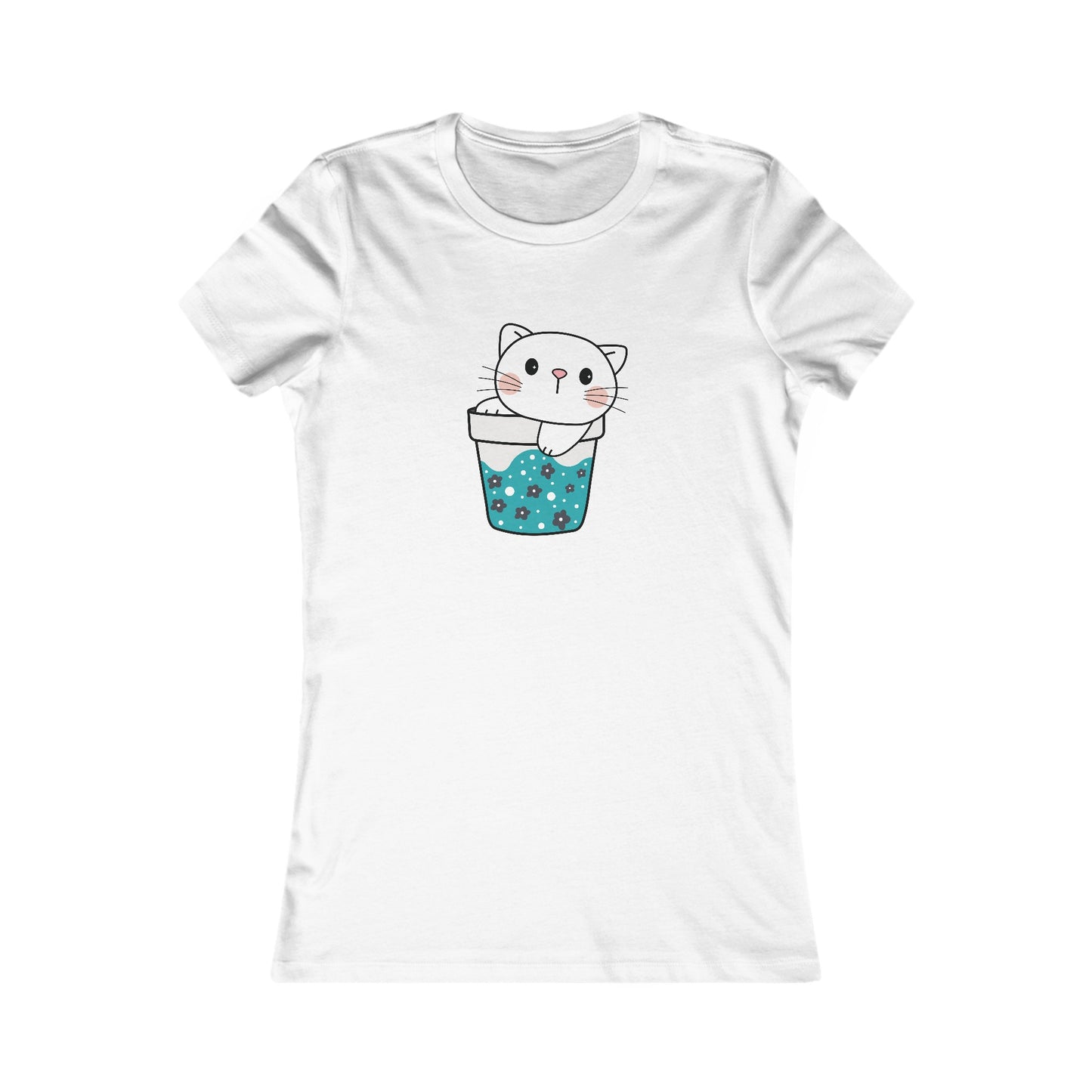 Cute Cat Cup Fitted Tee