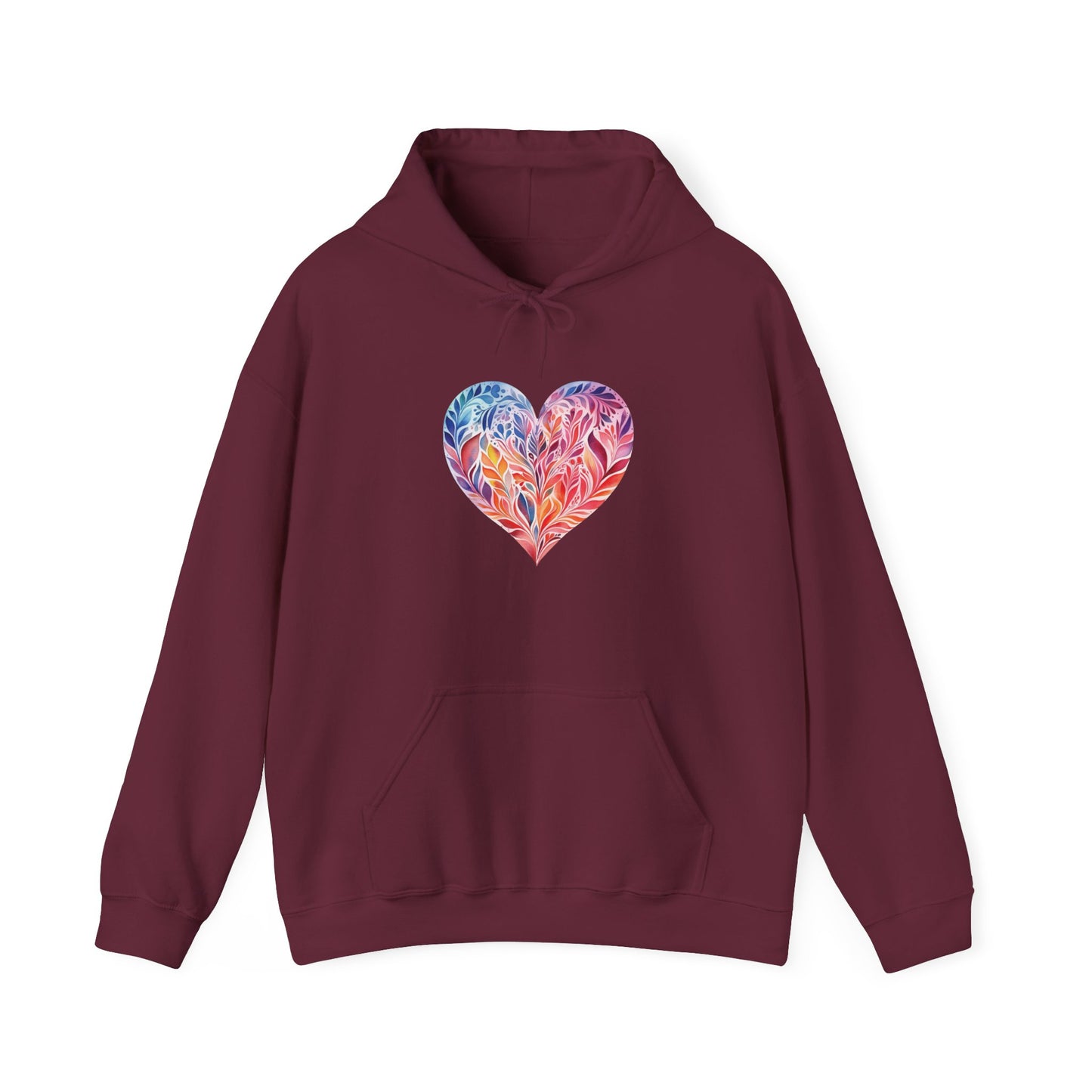 Watercolor Heart Hooded Sweatshirt 001