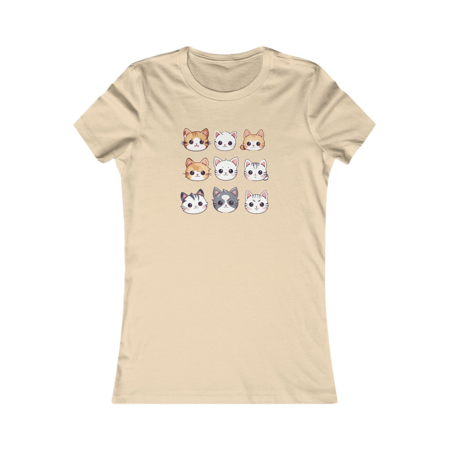 Cute Cat Faces Set Fitted Tee