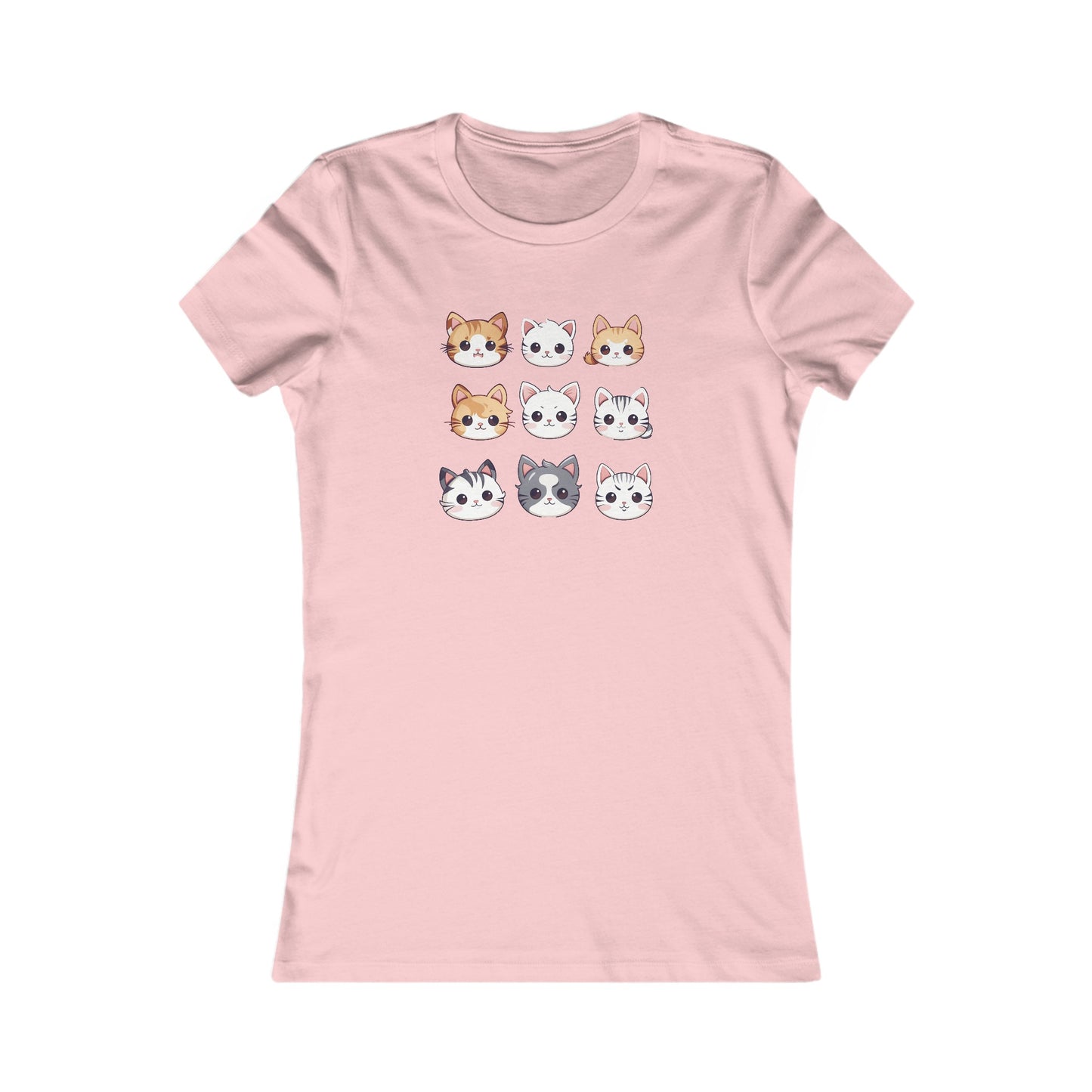 Cute Cat Faces Set Fitted Tee