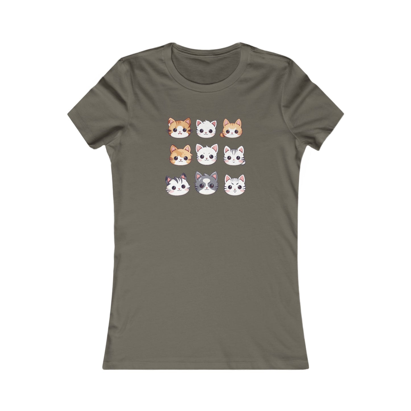 Cute Cat Faces Set Fitted Tee