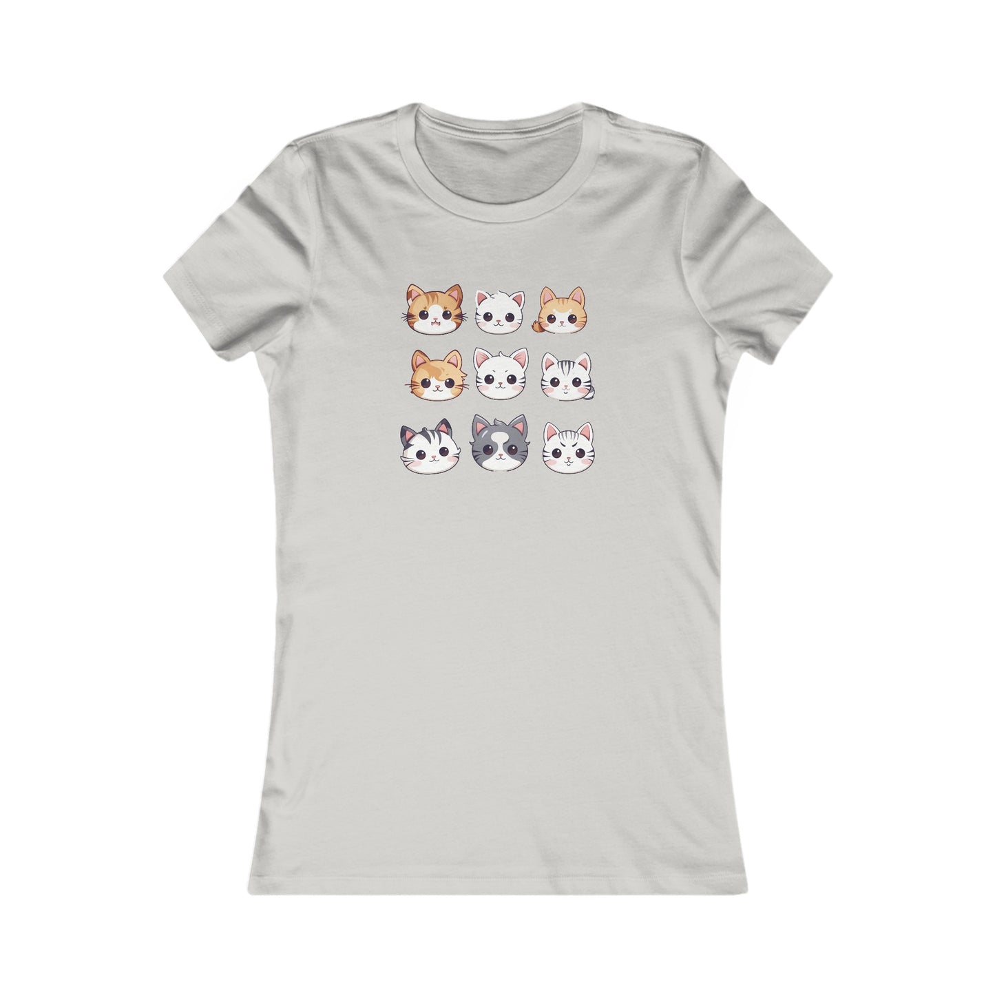 Cute Cat Faces Set Fitted Tee