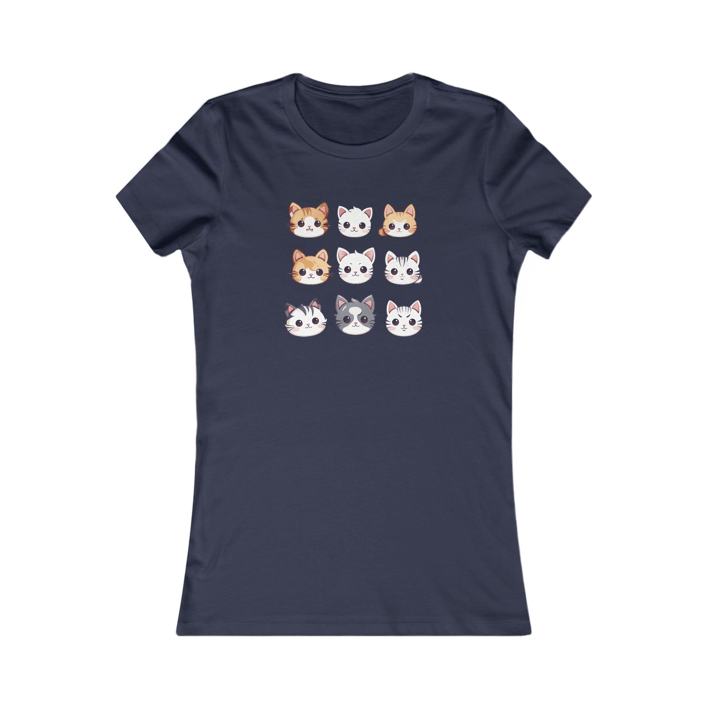 Cute Cat Faces Set Fitted Tee