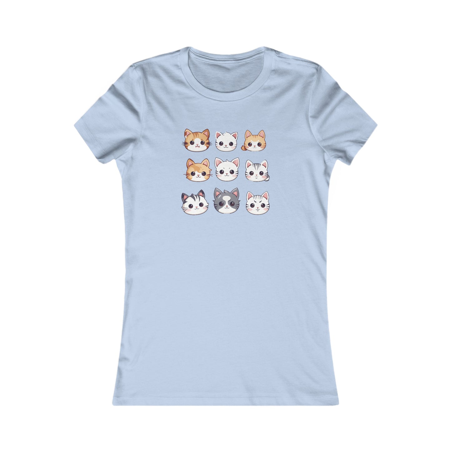 Cute Cat Faces Set Fitted Tee