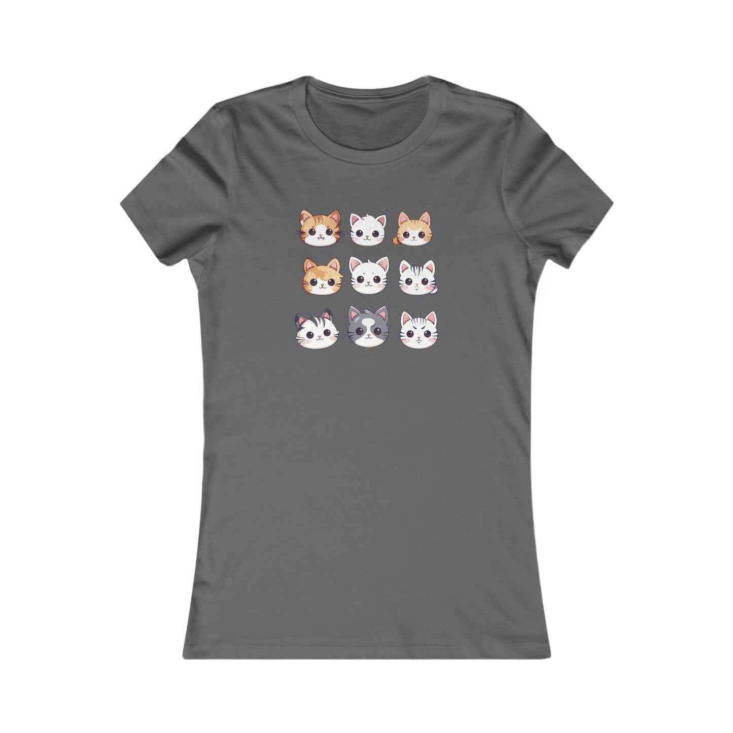 Cute Cat Faces Set Fitted Tee