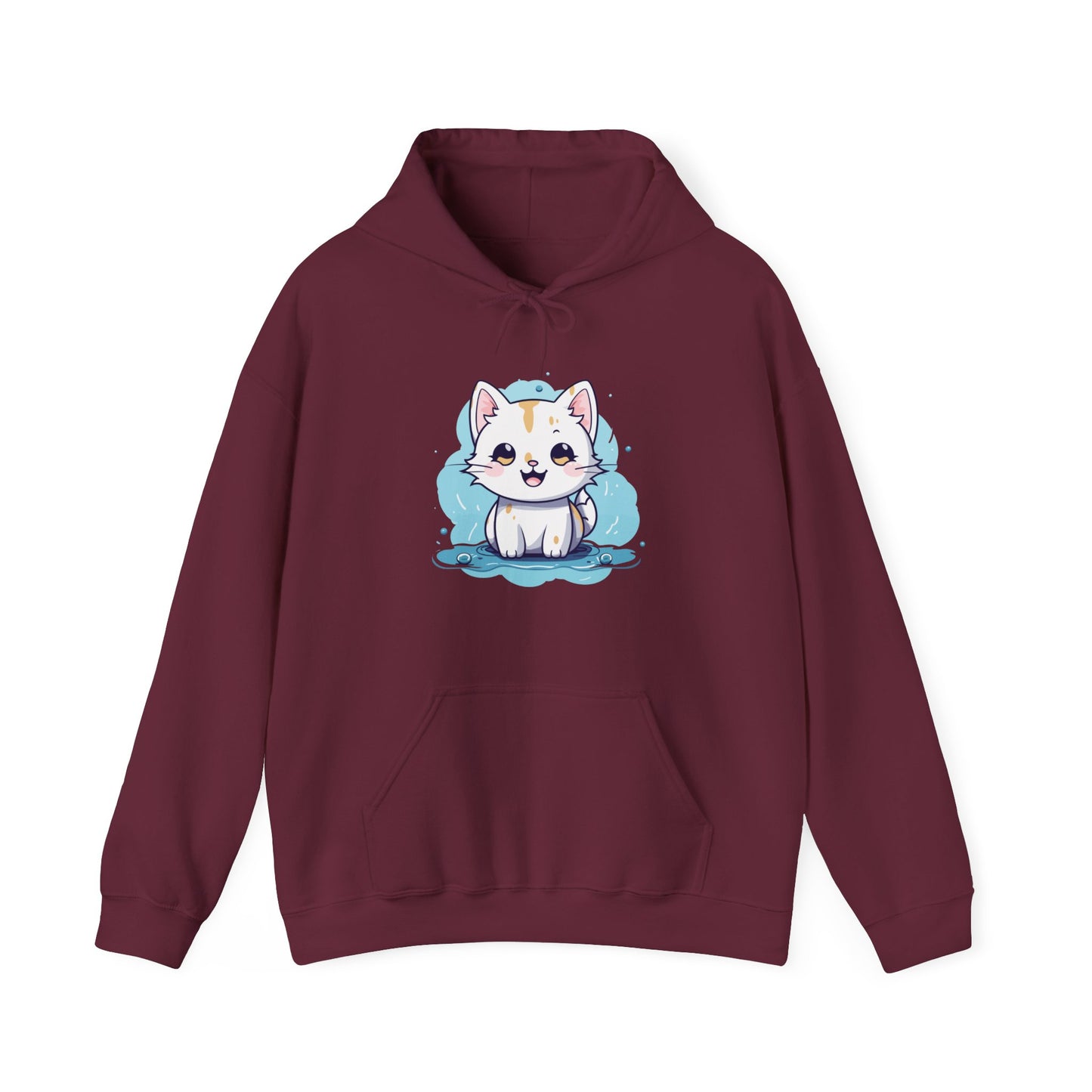 Cute Blue Cat Hooded Sweatshirt