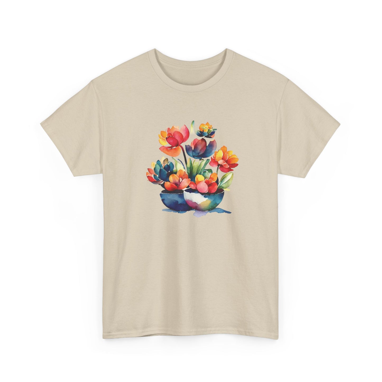 Watercolor Succulent Flowers Short Sleeve Tee