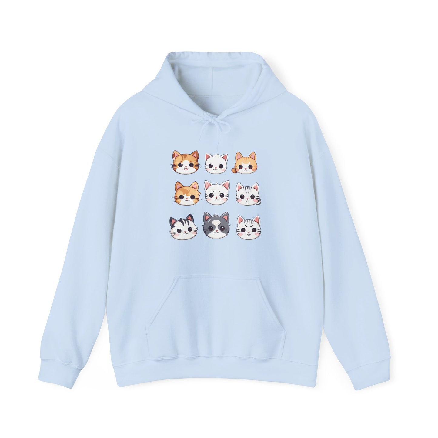 Cute Cat Faces Set Hooded Sweatshirt