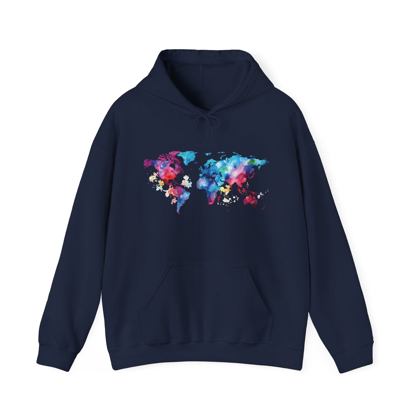 Watercolor World Map Hooded Sweatshirt