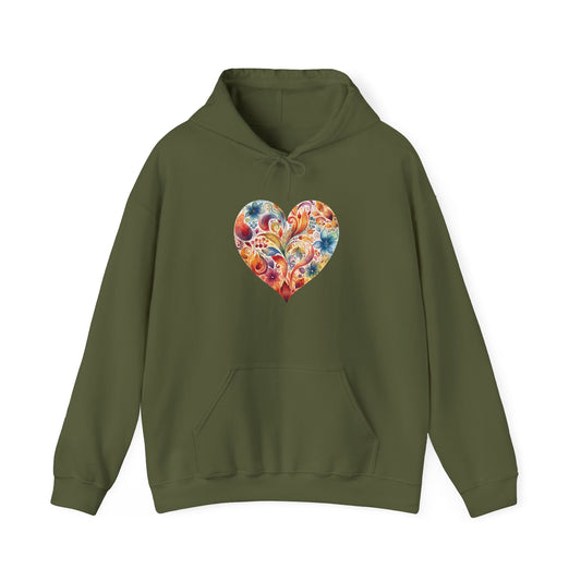Watercolor Heart Hooded Sweatshirt 002