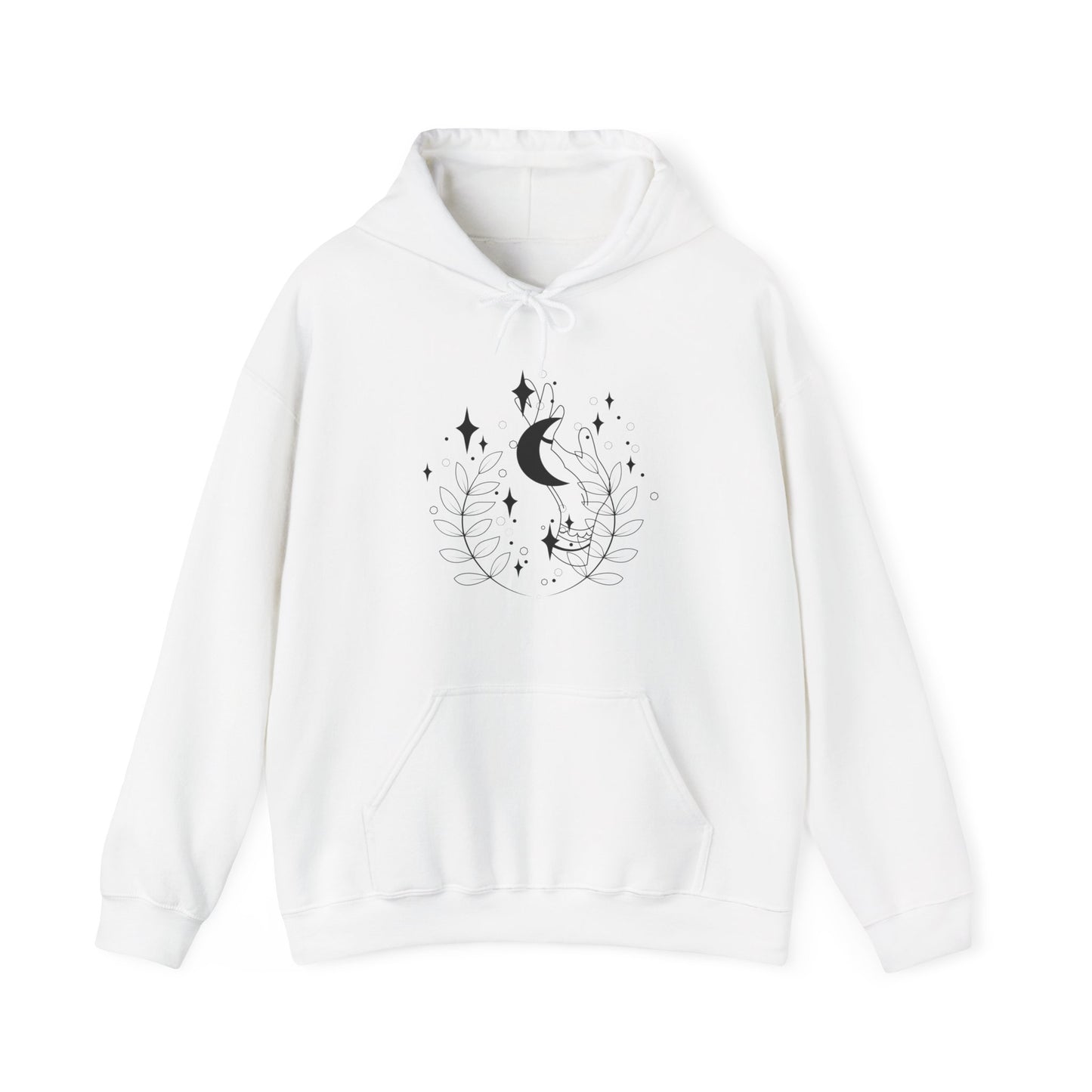 Crescent Moon and Leaves Hooded Sweatshirt