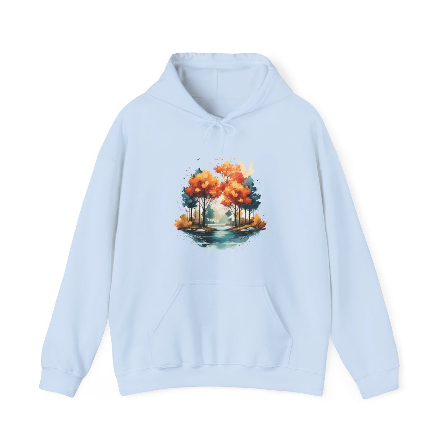 Autumn River Watercolor Hooded Sweatshirt