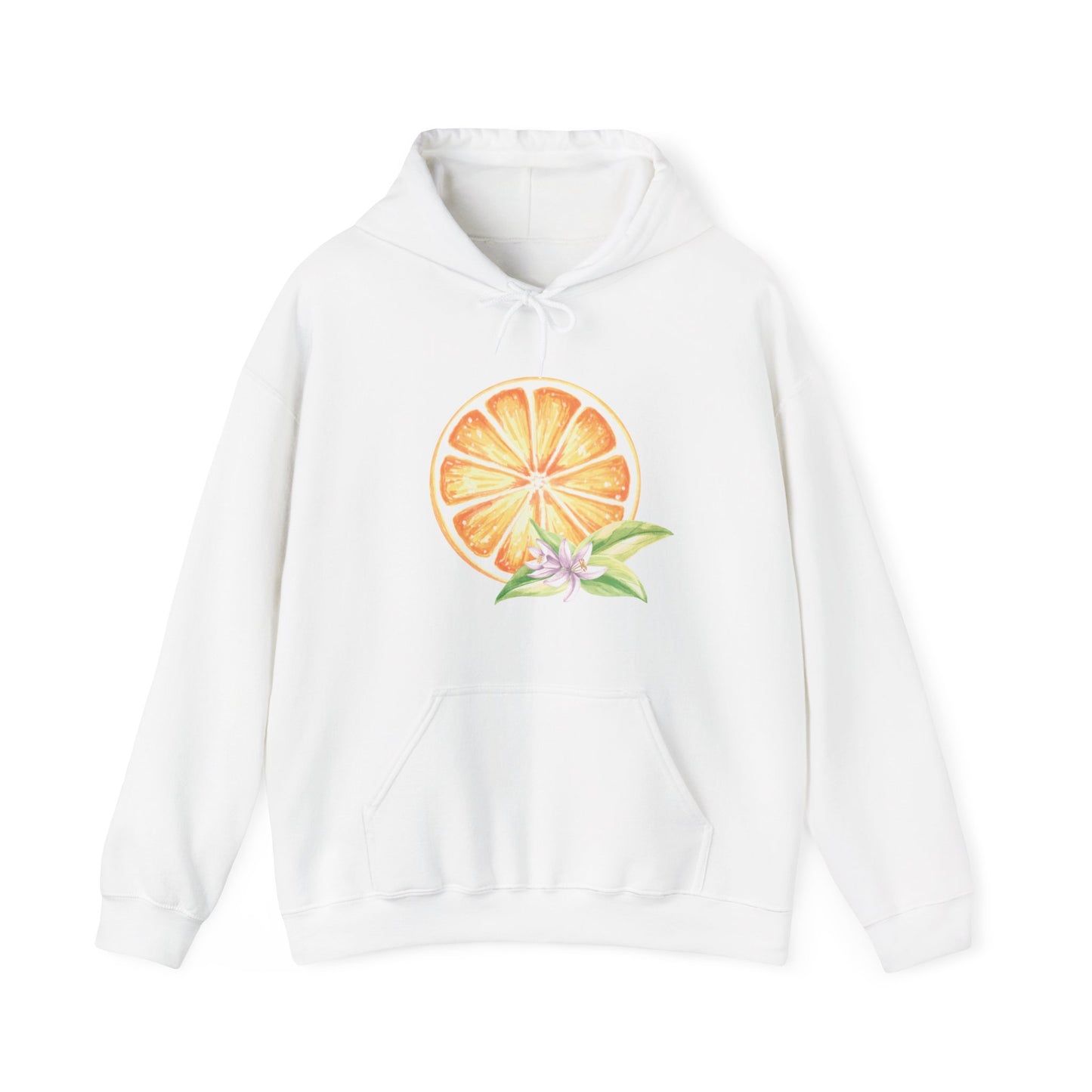Orange and Flower Hooded Sweatshirt