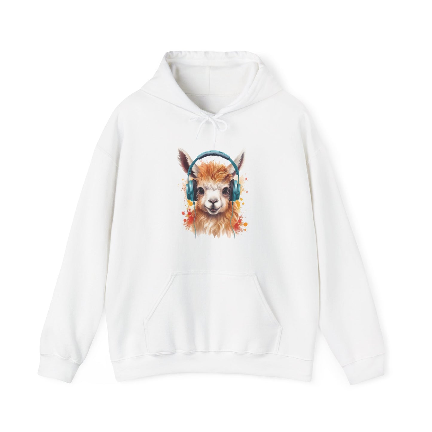 Llama with Headphones Hooded Sweatshirt