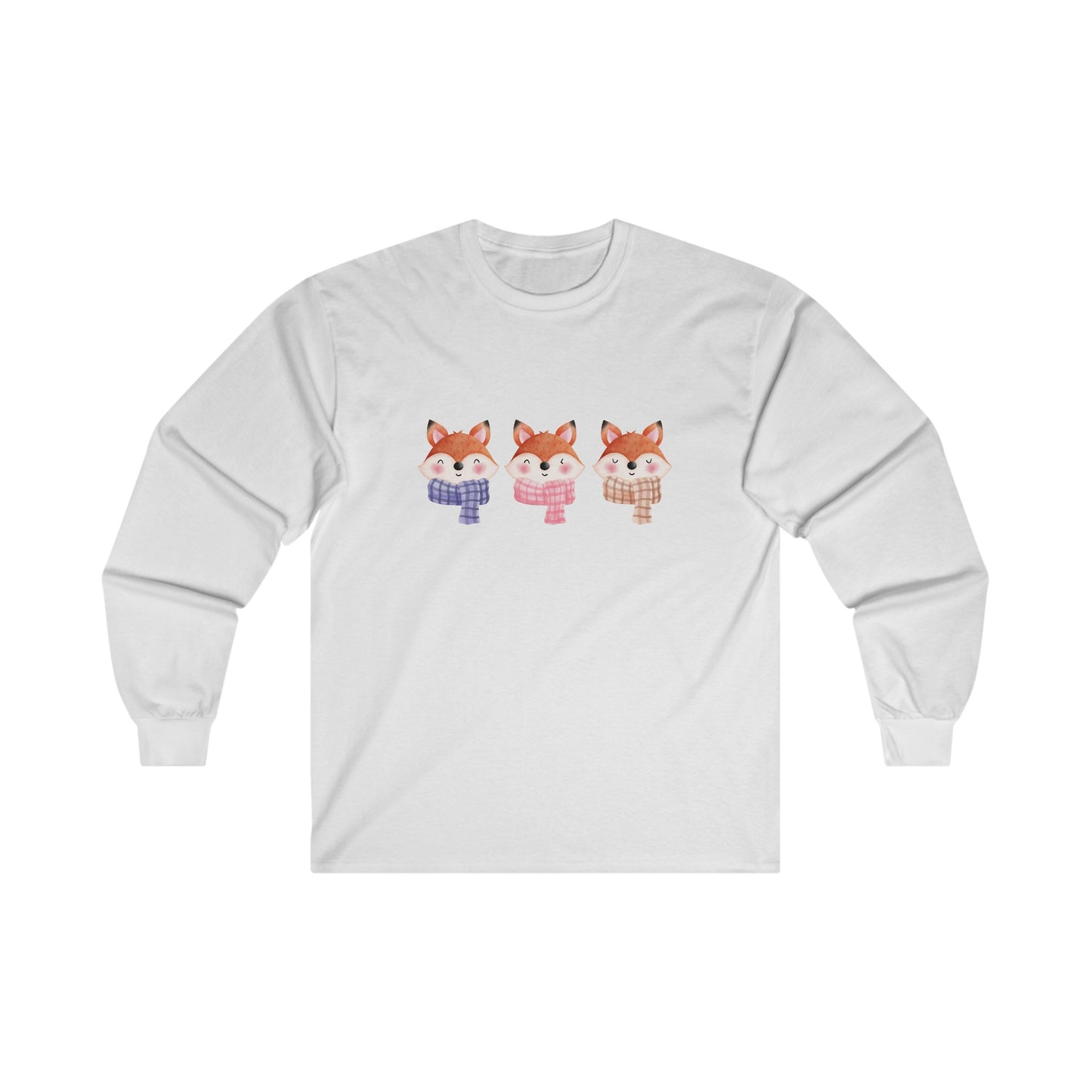 Cute Foxes in Scarves Long Sleeve Tee