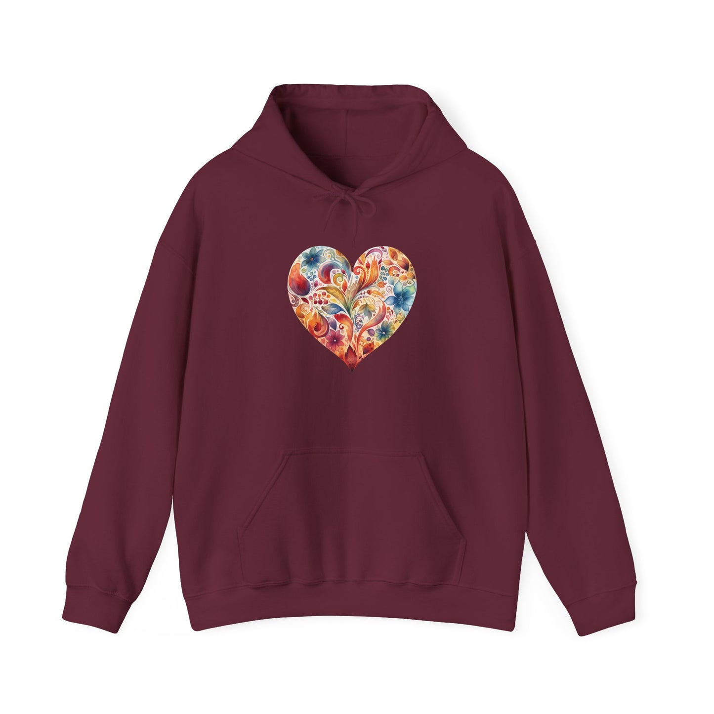 Watercolor Heart Hooded Sweatshirt 002