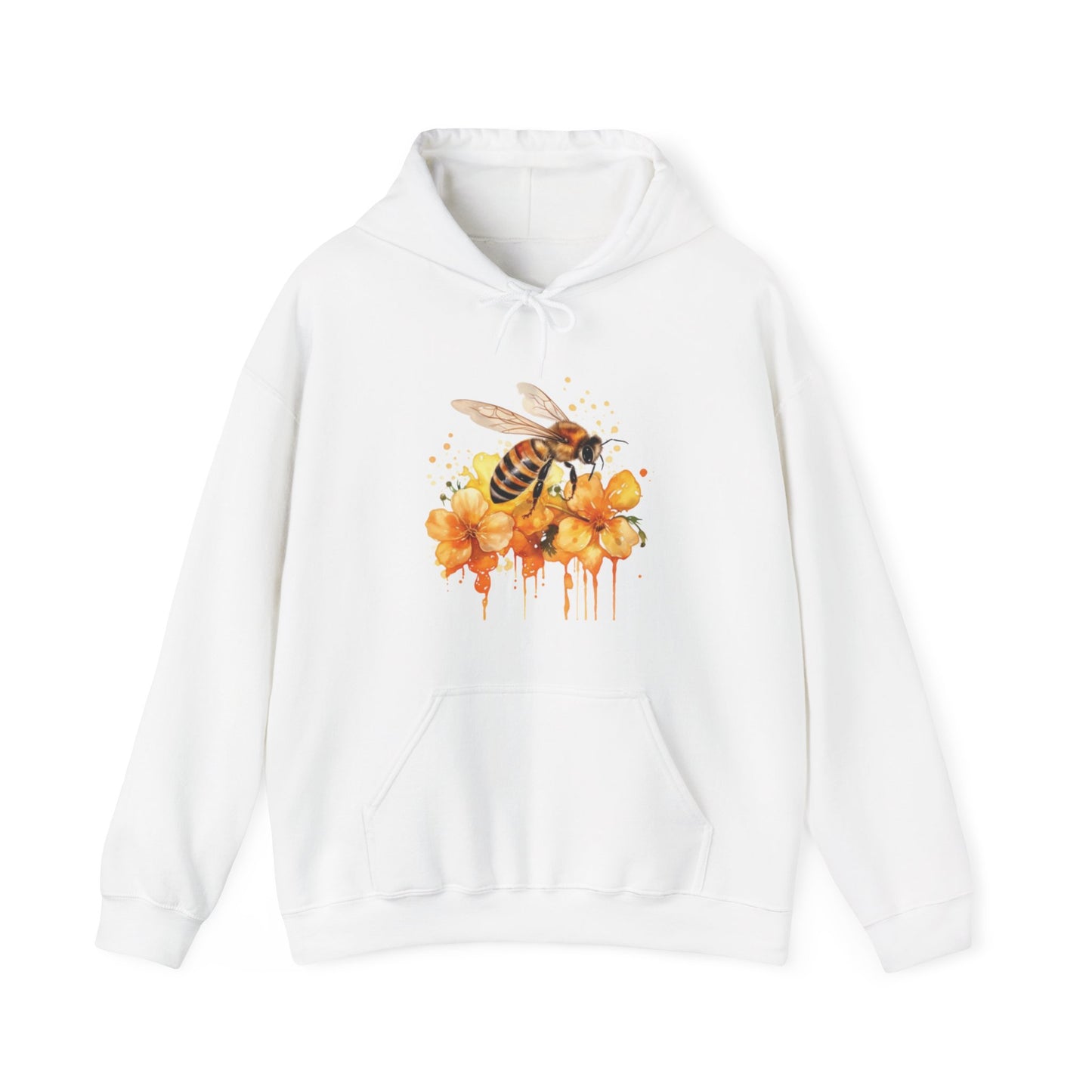 Watercolor Bee and Flowers Hooded Sweatshirt