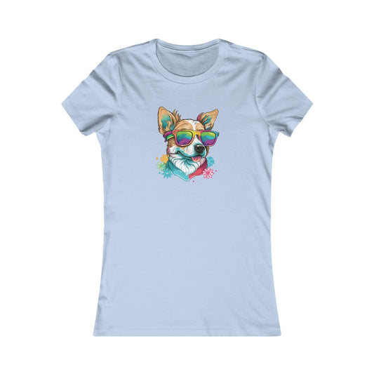 Dog with Sunglasses Fitted Tee 002