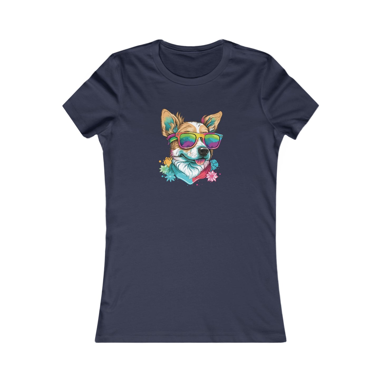 Dog with Sunglasses Fitted Tee 002
