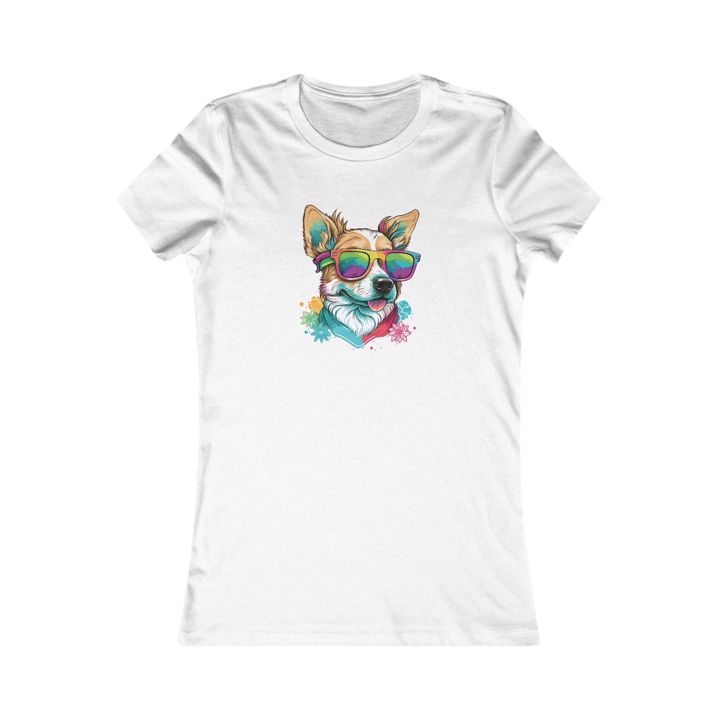Dog with Sunglasses Fitted Tee 002