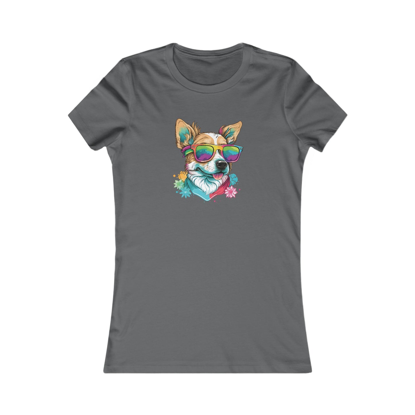 Dog with Sunglasses Fitted Tee 002