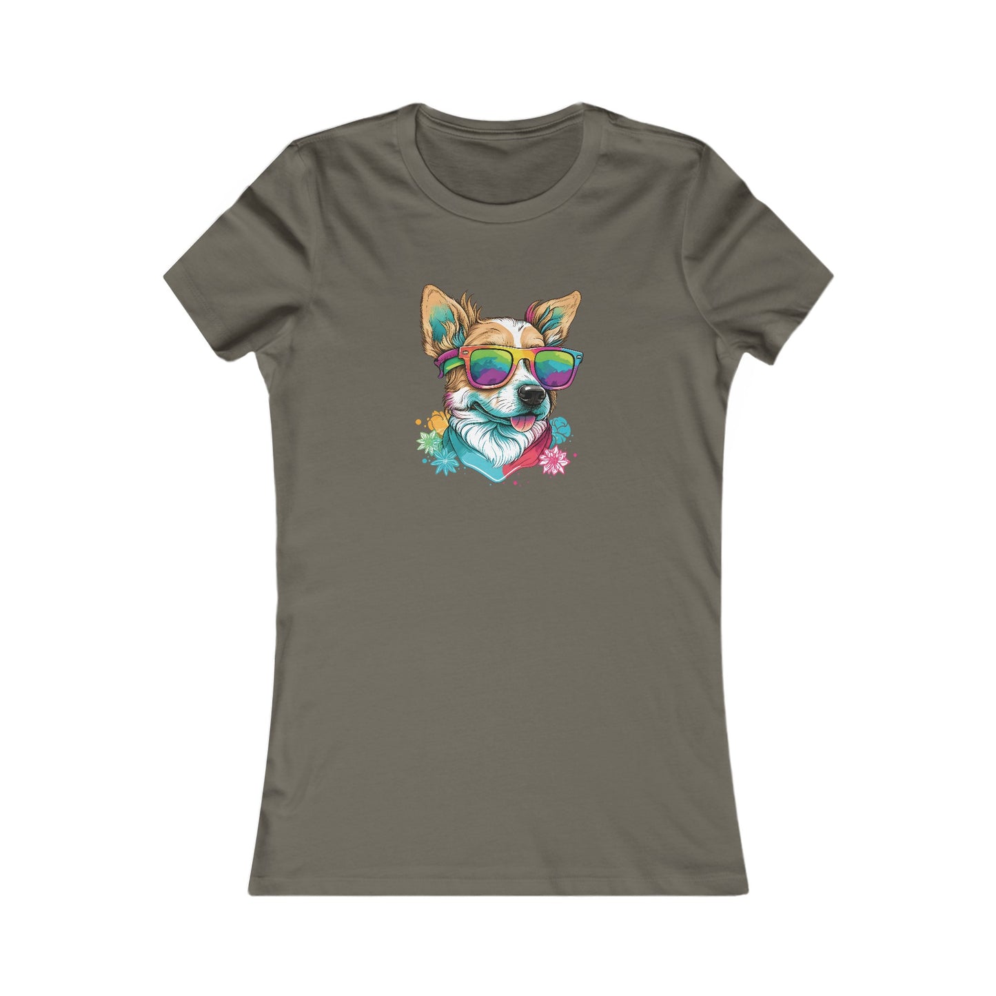 Dog with Sunglasses Fitted Tee 002