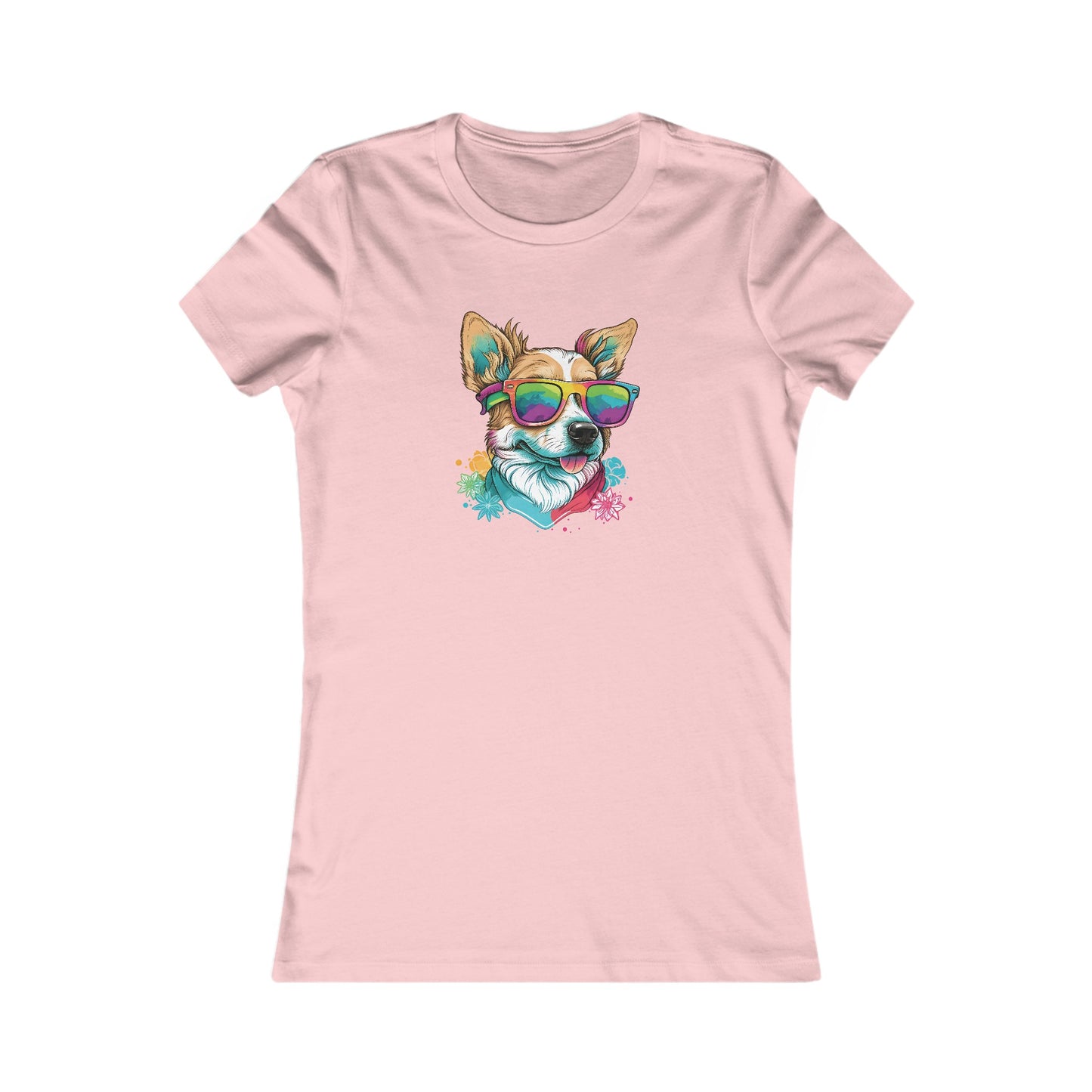 Dog with Sunglasses Fitted Tee 002
