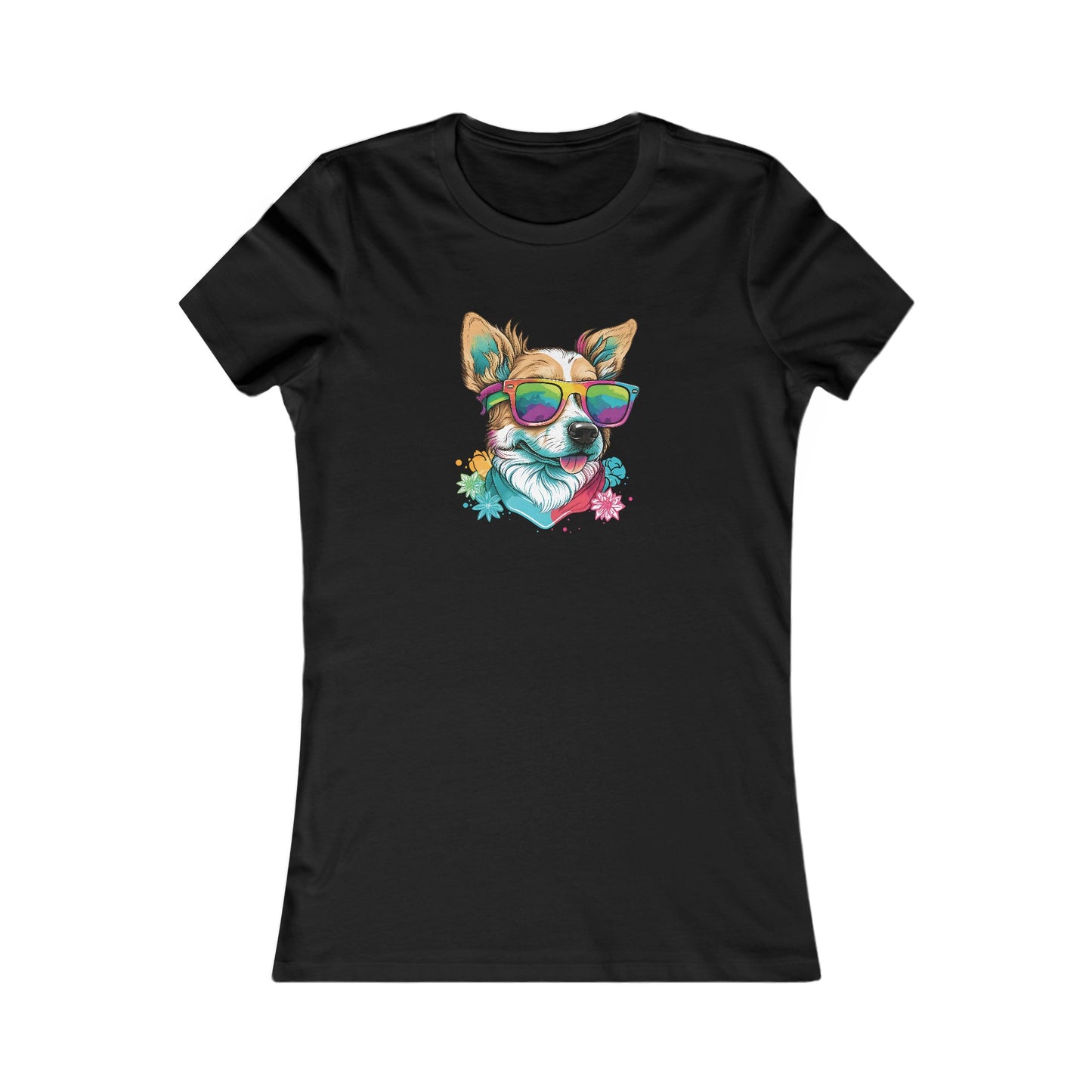 Dog with Sunglasses Fitted Tee 002