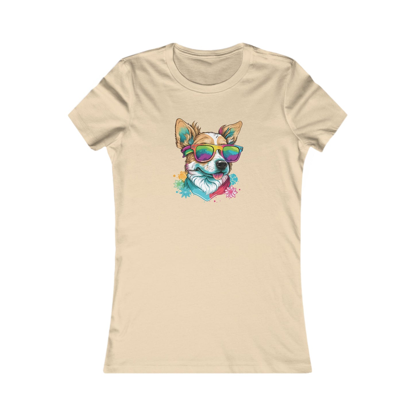 Dog with Sunglasses Fitted Tee 002