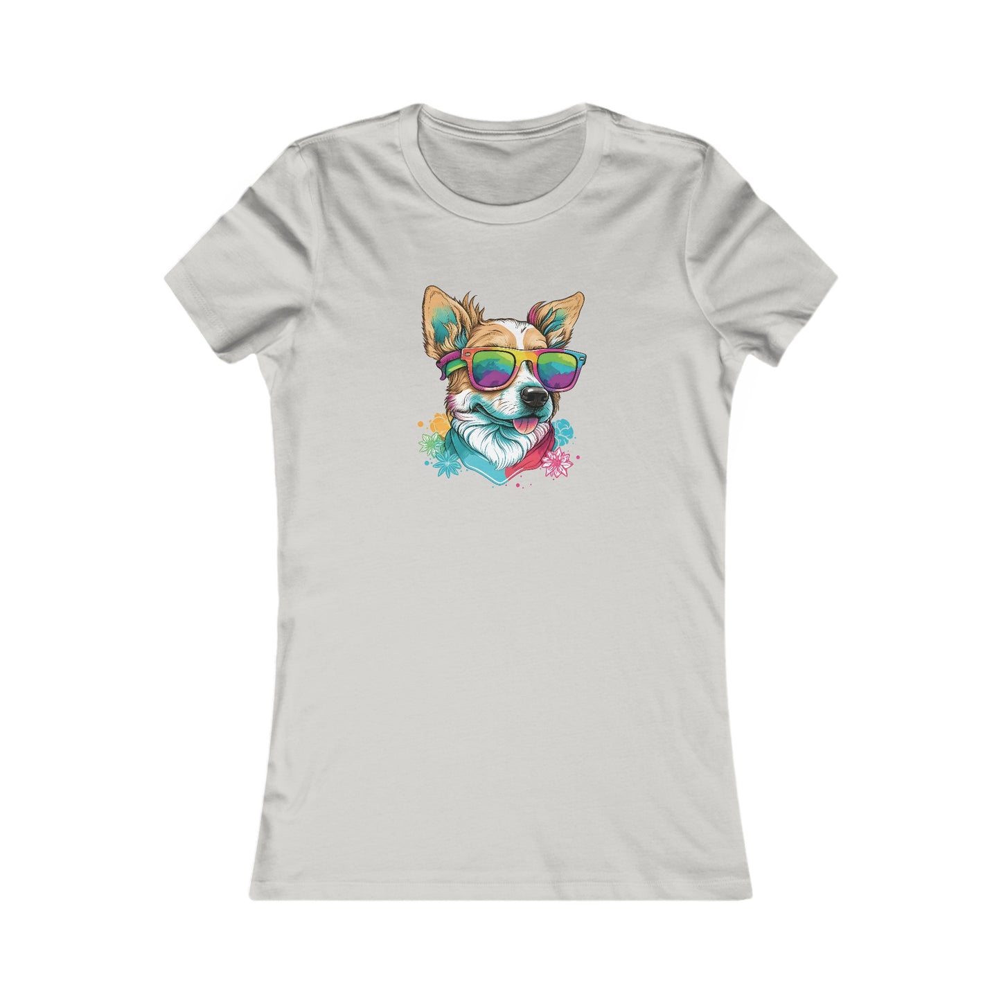 Dog with Sunglasses Fitted Tee 002