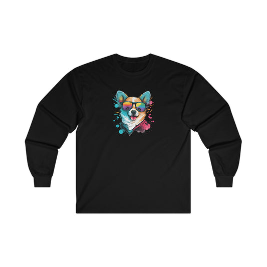 Dog with Sunglasses Long Sleeve Tee 005