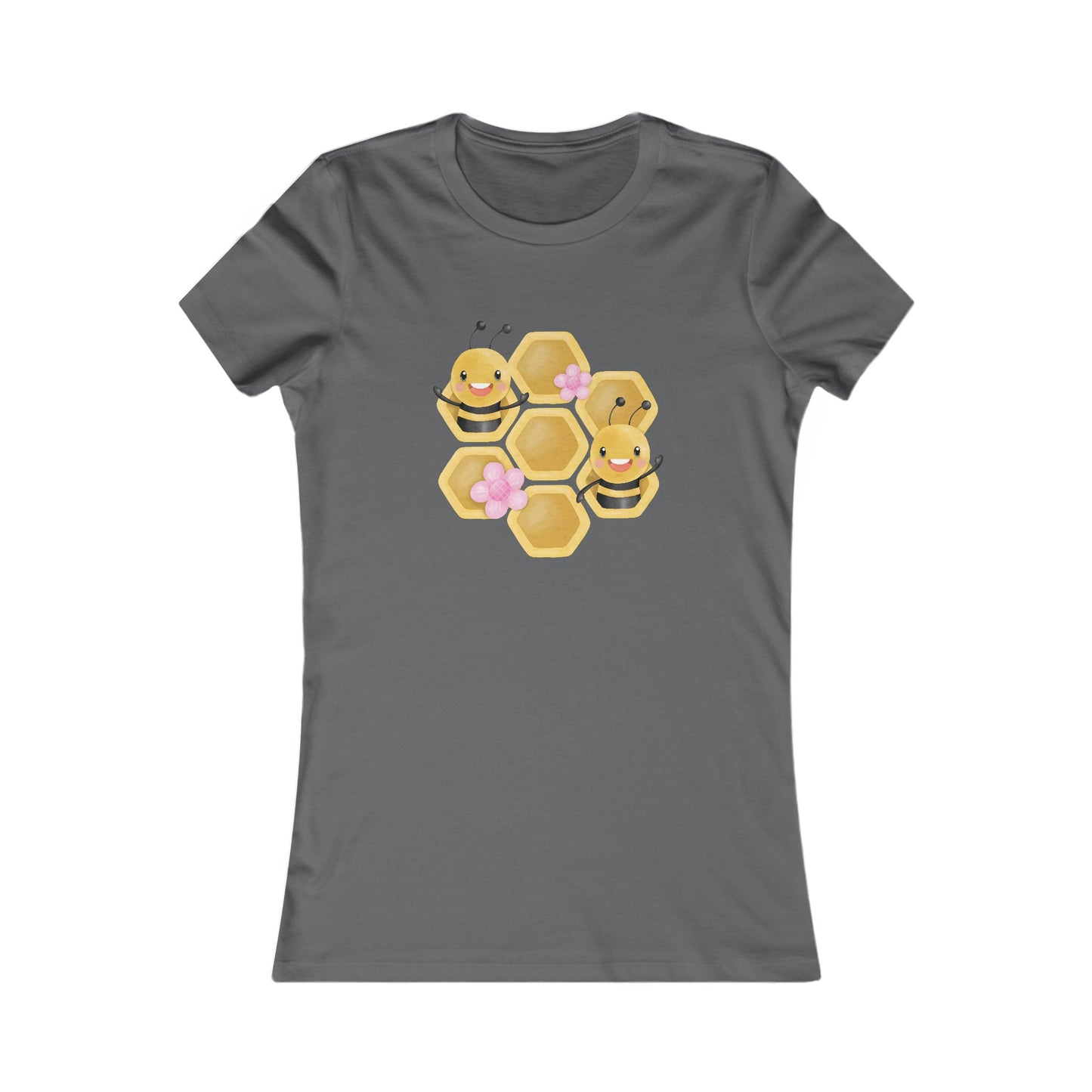 Cute Bee Honeycomb Fitted Tee
