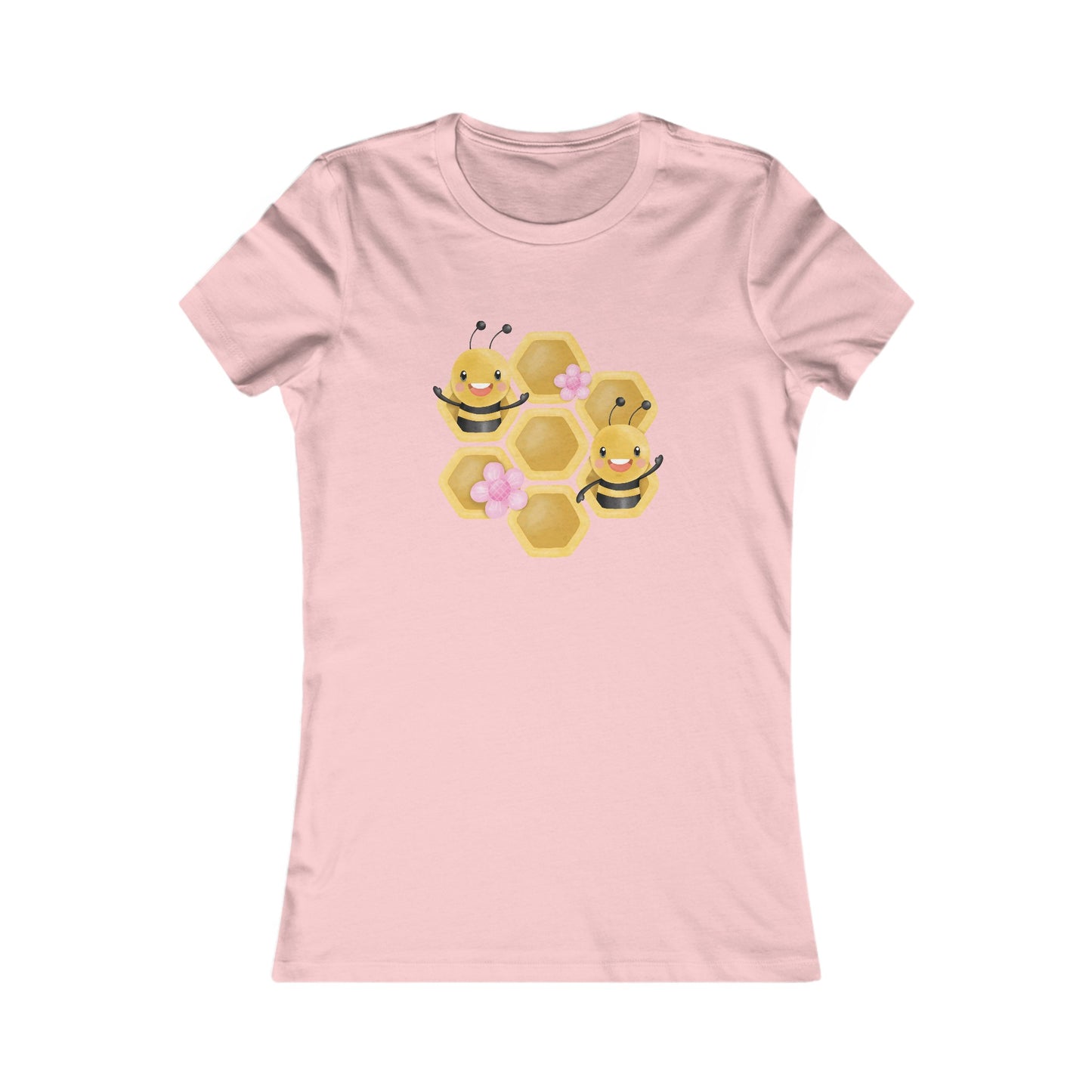 Cute Bee Honeycomb Fitted Tee