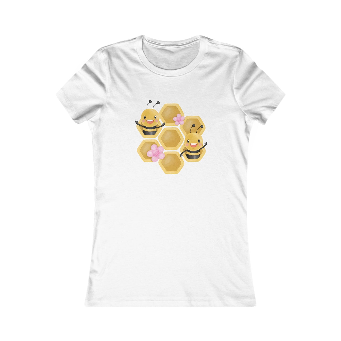 Cute Bee Honeycomb Fitted Tee