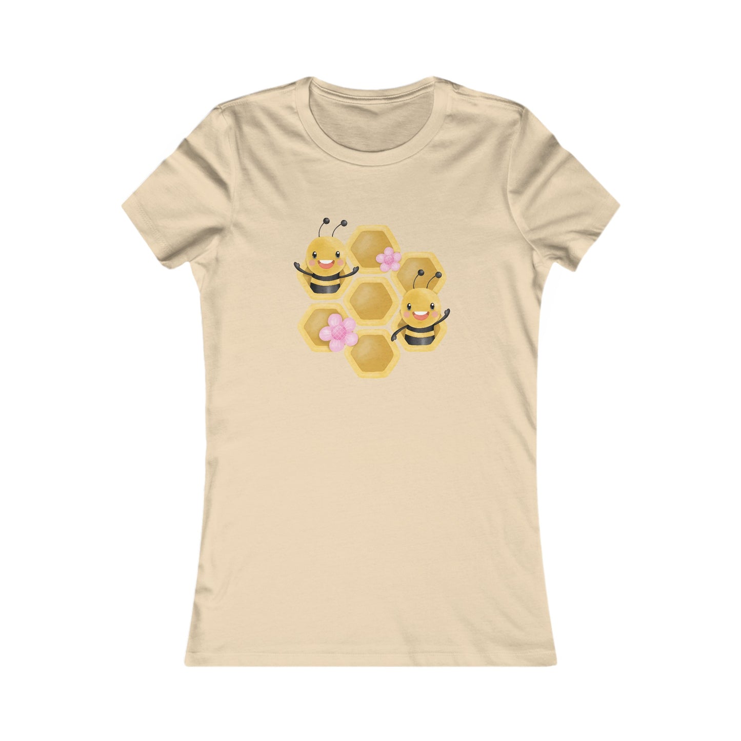 Cute Bee Honeycomb Fitted Tee